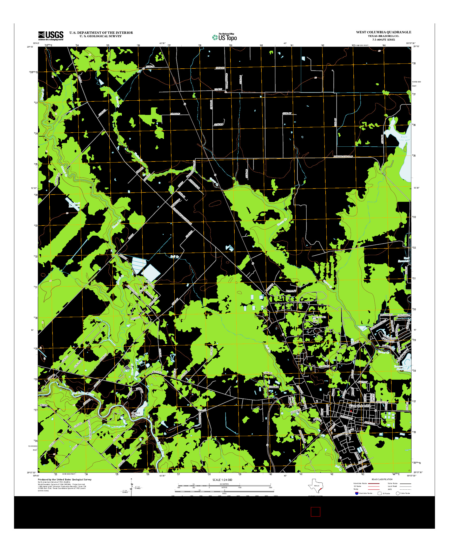 USGS US TOPO 7.5-MINUTE MAP FOR WEST COLUMBIA, TX 2013