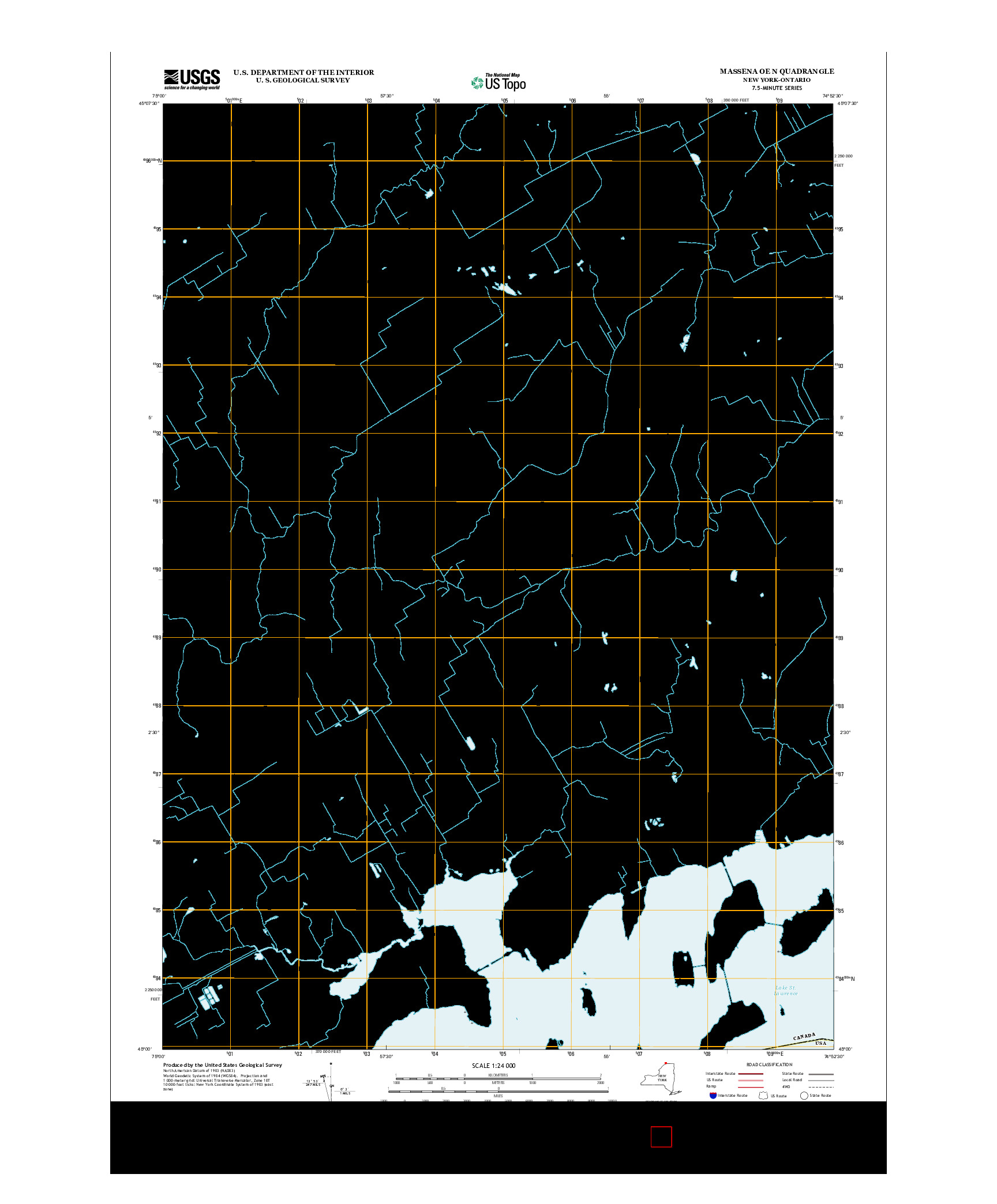USGS US TOPO 7.5-MINUTE MAP FOR MASSENA OE N, NY-ON 2013