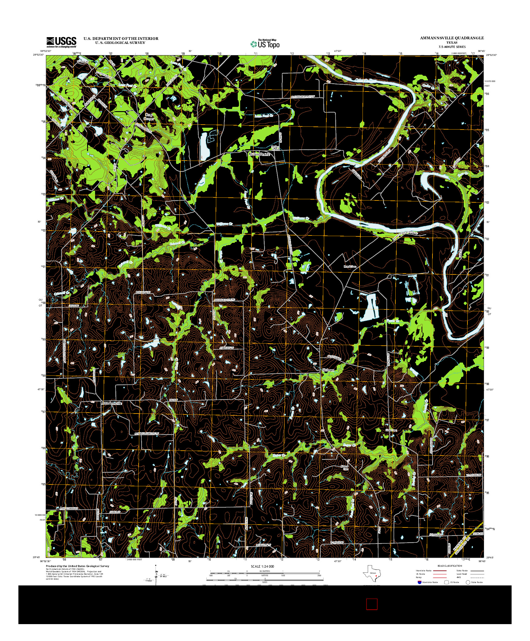 USGS US TOPO 7.5-MINUTE MAP FOR AMMANNSVILLE, TX 2013