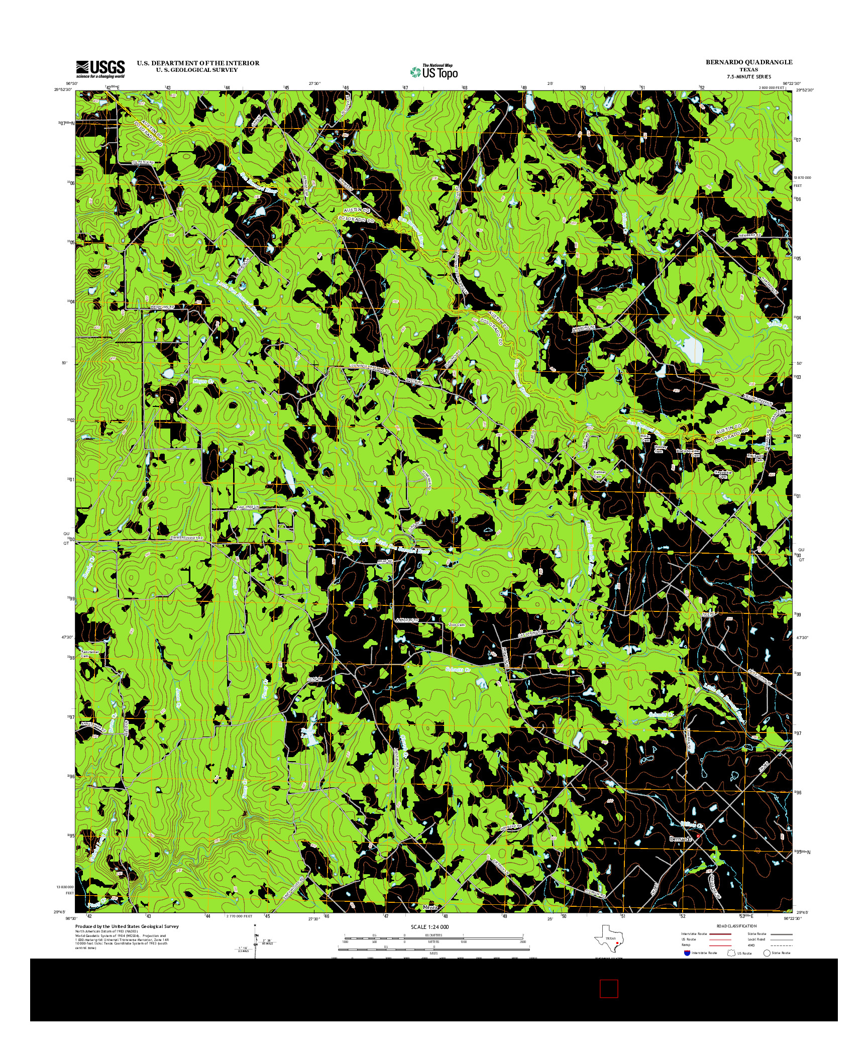 USGS US TOPO 7.5-MINUTE MAP FOR BERNARDO, TX 2013