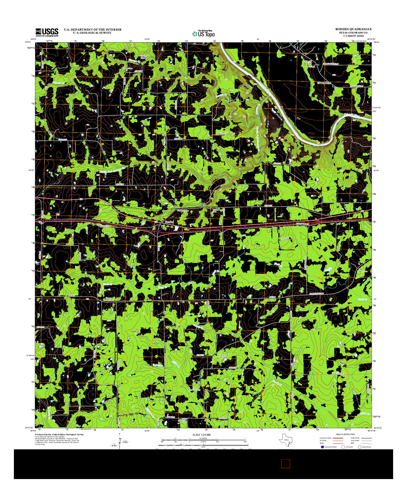 USGS US TOPO 7.5-MINUTE MAP FOR BORDEN, TX 2013