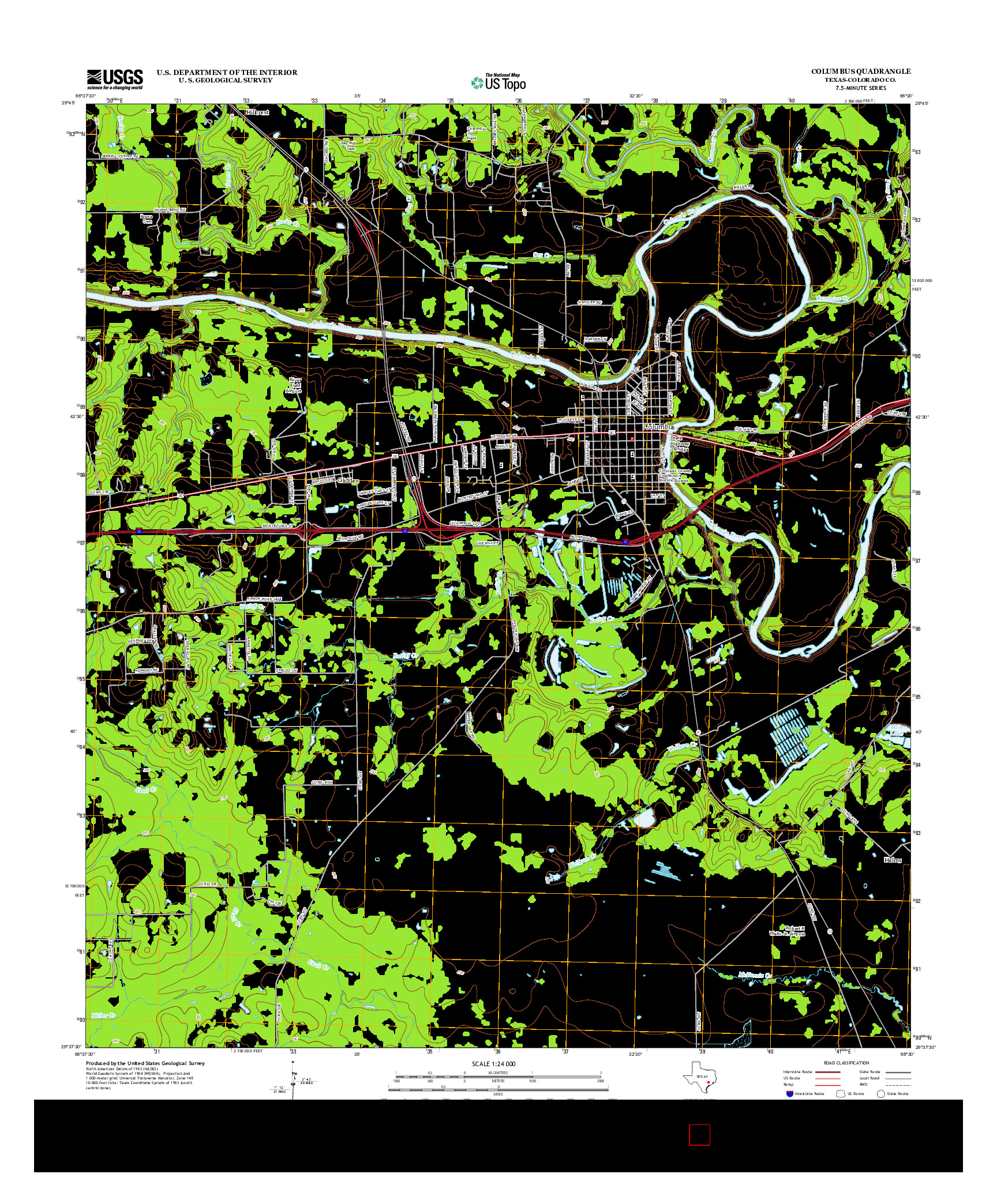 USGS US TOPO 7.5-MINUTE MAP FOR COLUMBUS, TX 2013