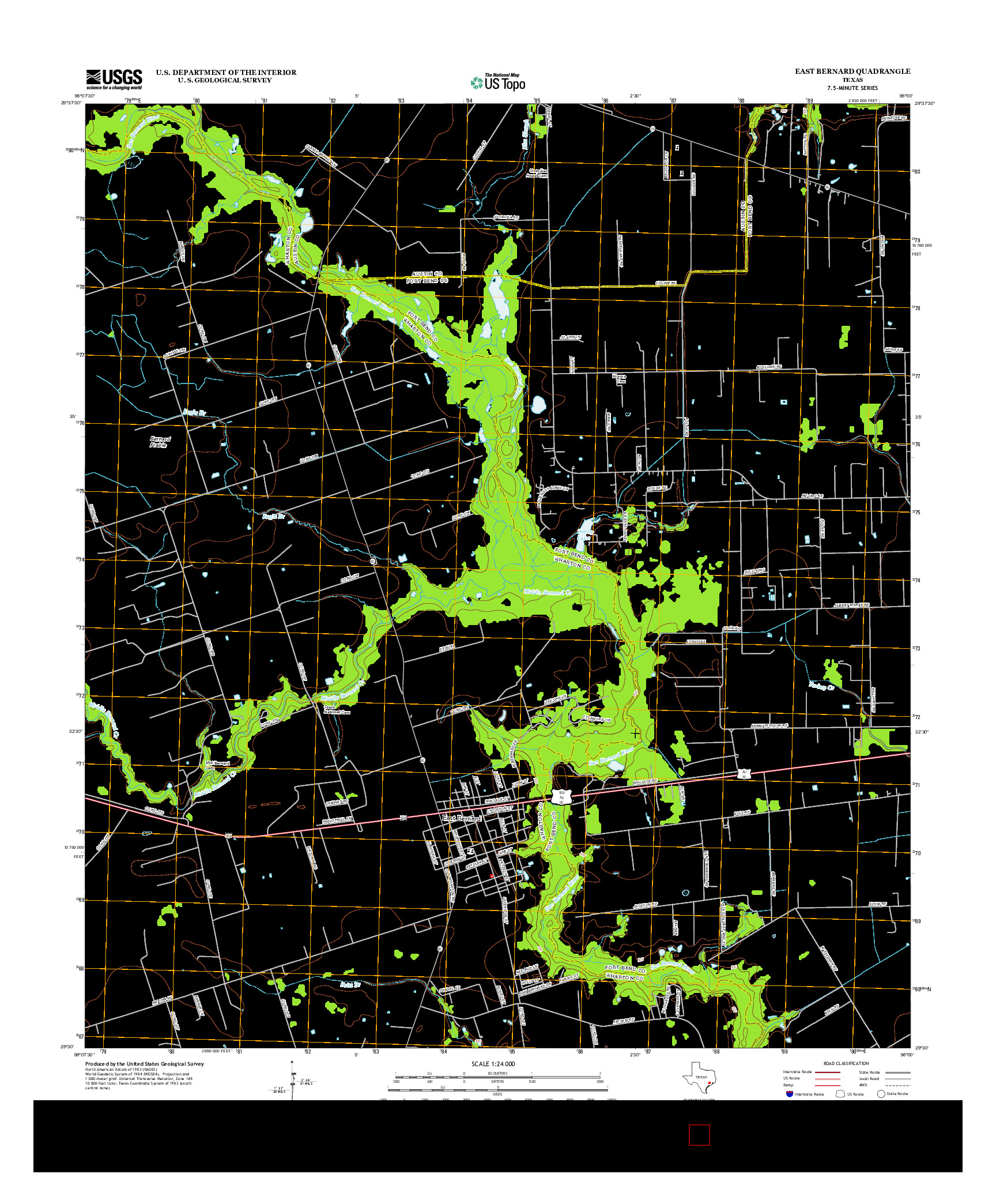 USGS US TOPO 7.5-MINUTE MAP FOR EAST BERNARD, TX 2013