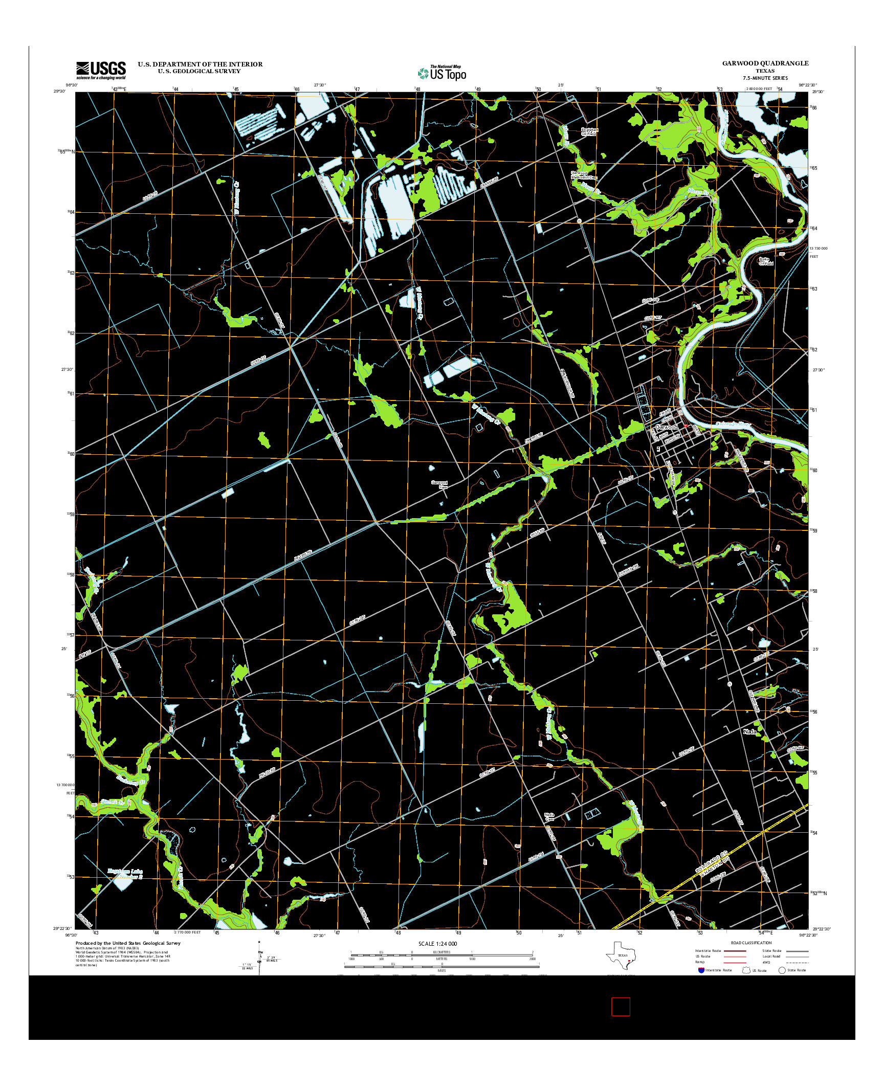 USGS US TOPO 7.5-MINUTE MAP FOR GARWOOD, TX 2013