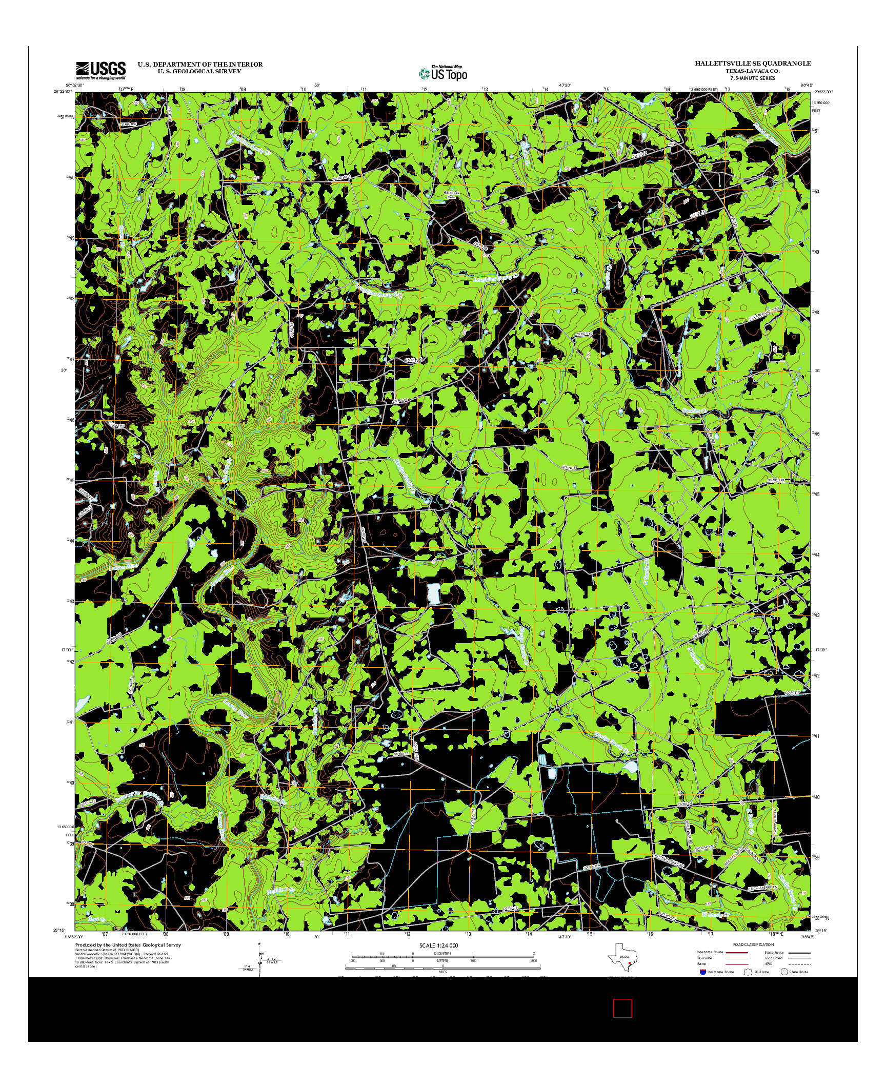 USGS US TOPO 7.5-MINUTE MAP FOR HALLETTSVILLE SE, TX 2013
