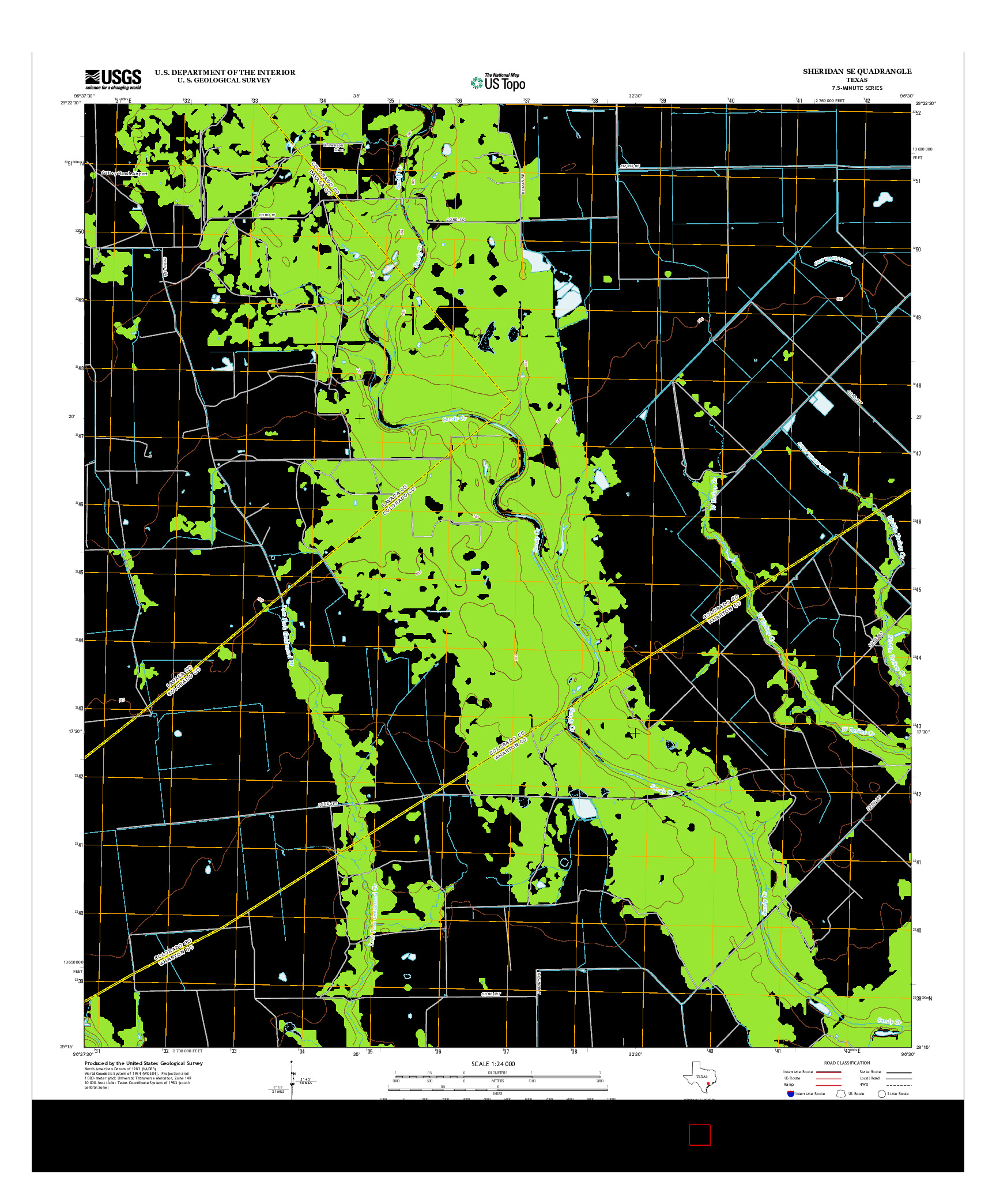 USGS US TOPO 7.5-MINUTE MAP FOR SHERIDAN SE, TX 2013