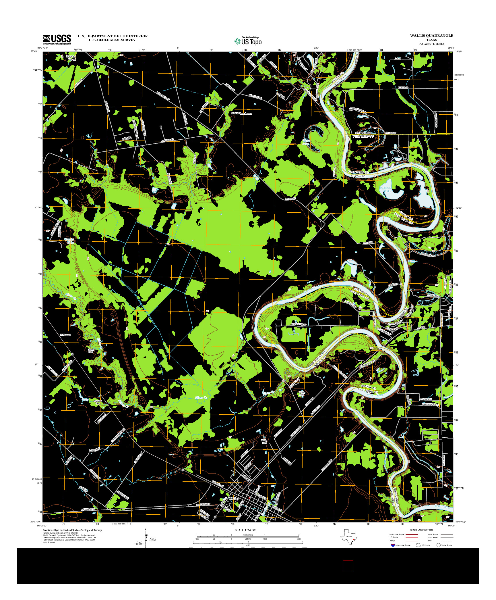 USGS US TOPO 7.5-MINUTE MAP FOR WALLIS, TX 2013