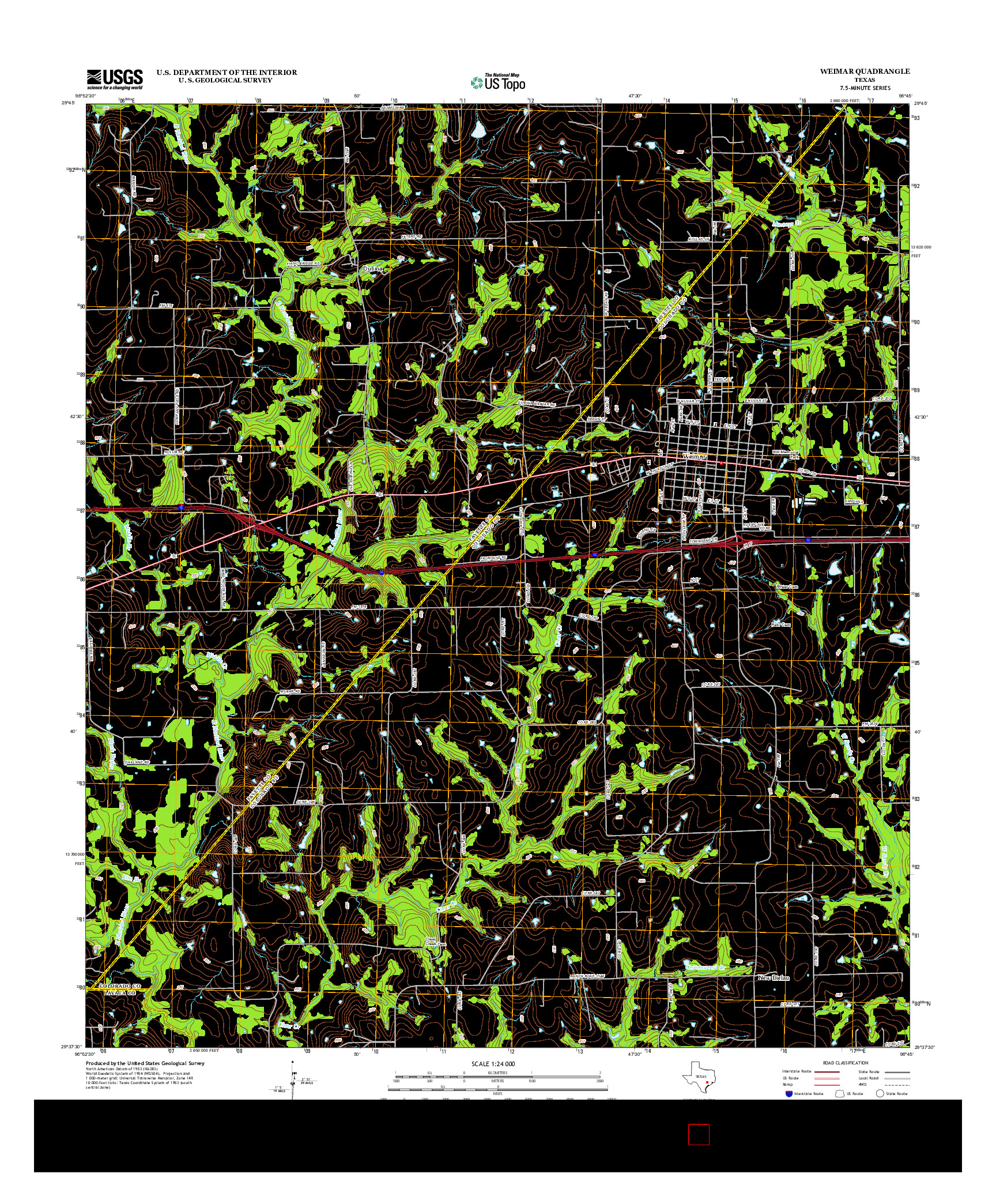 USGS US TOPO 7.5-MINUTE MAP FOR WEIMAR, TX 2013