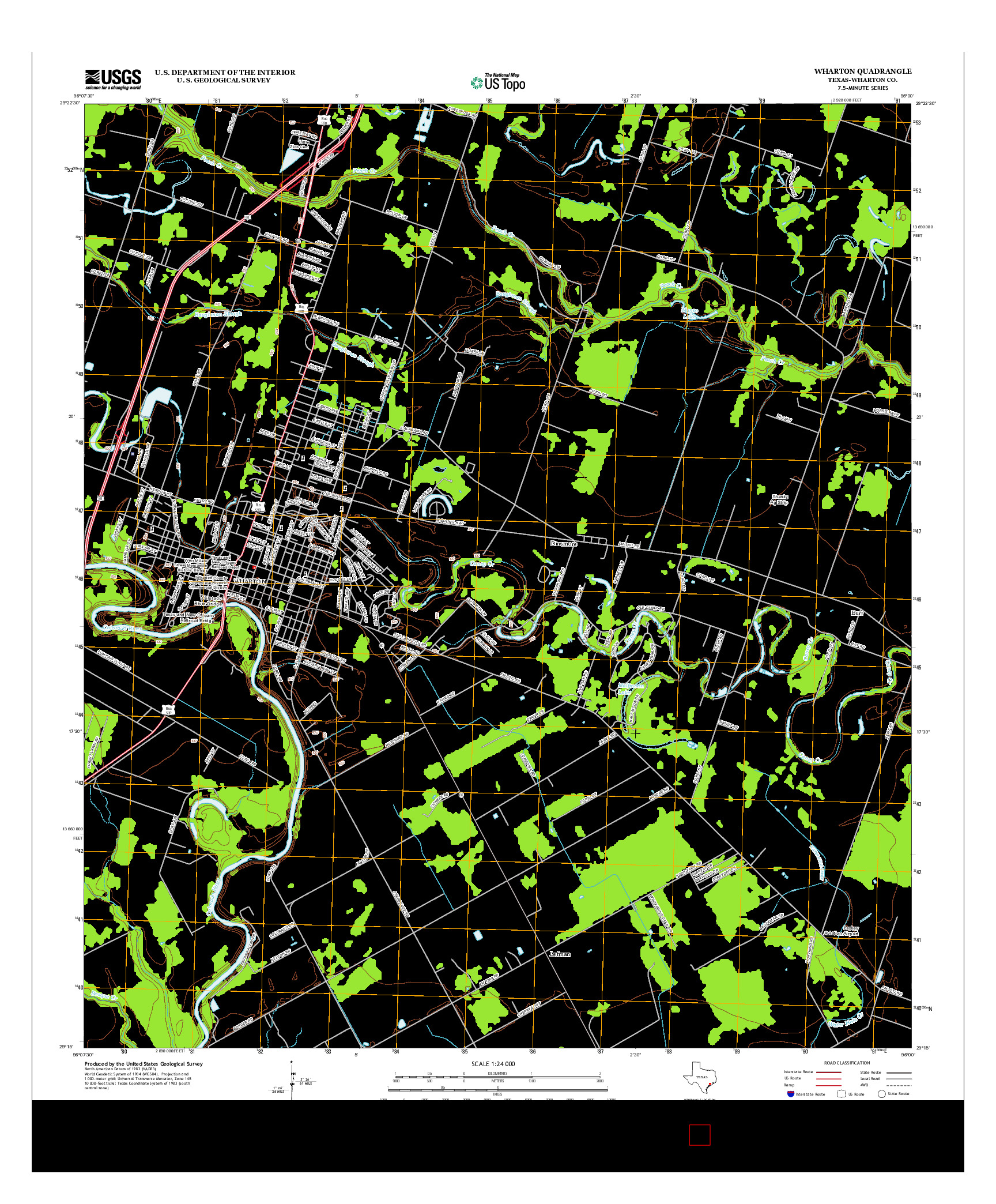 USGS US TOPO 7.5-MINUTE MAP FOR WHARTON, TX 2013
