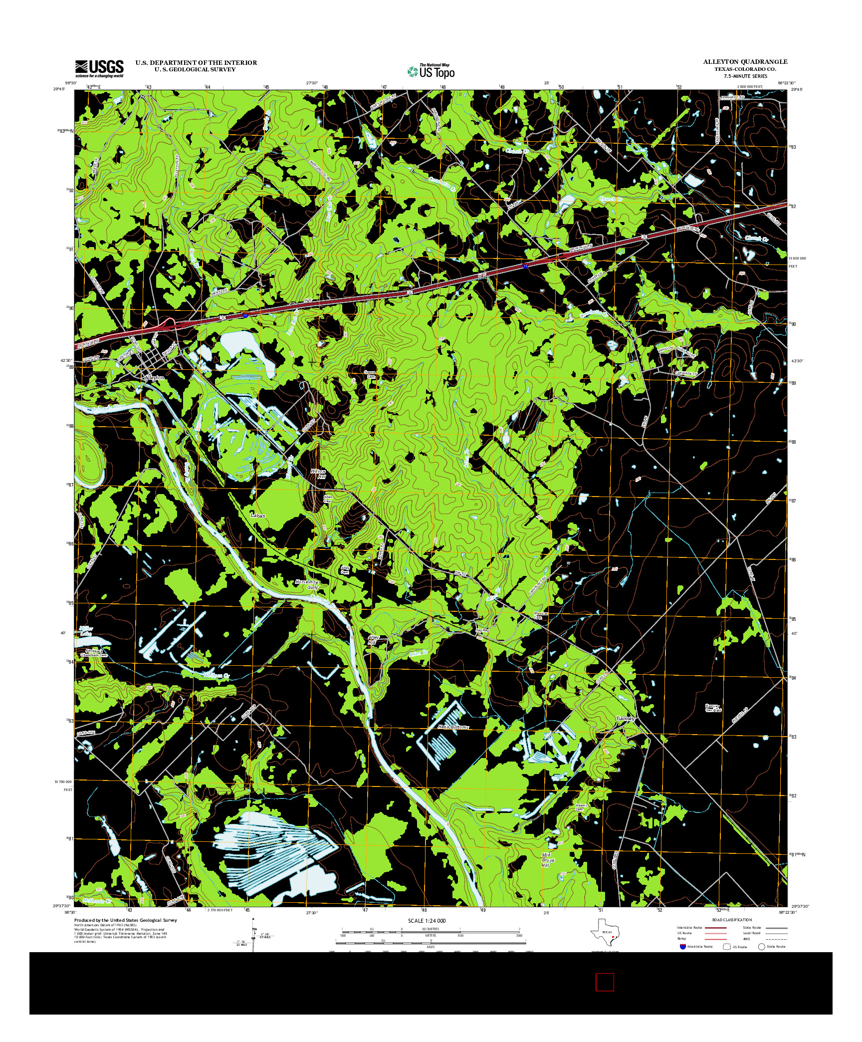 USGS US TOPO 7.5-MINUTE MAP FOR ALLEYTON, TX 2013