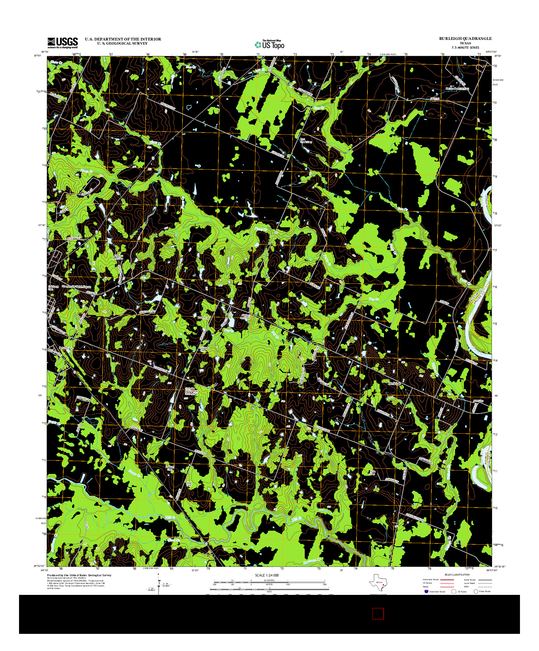 USGS US TOPO 7.5-MINUTE MAP FOR BURLEIGH, TX 2013