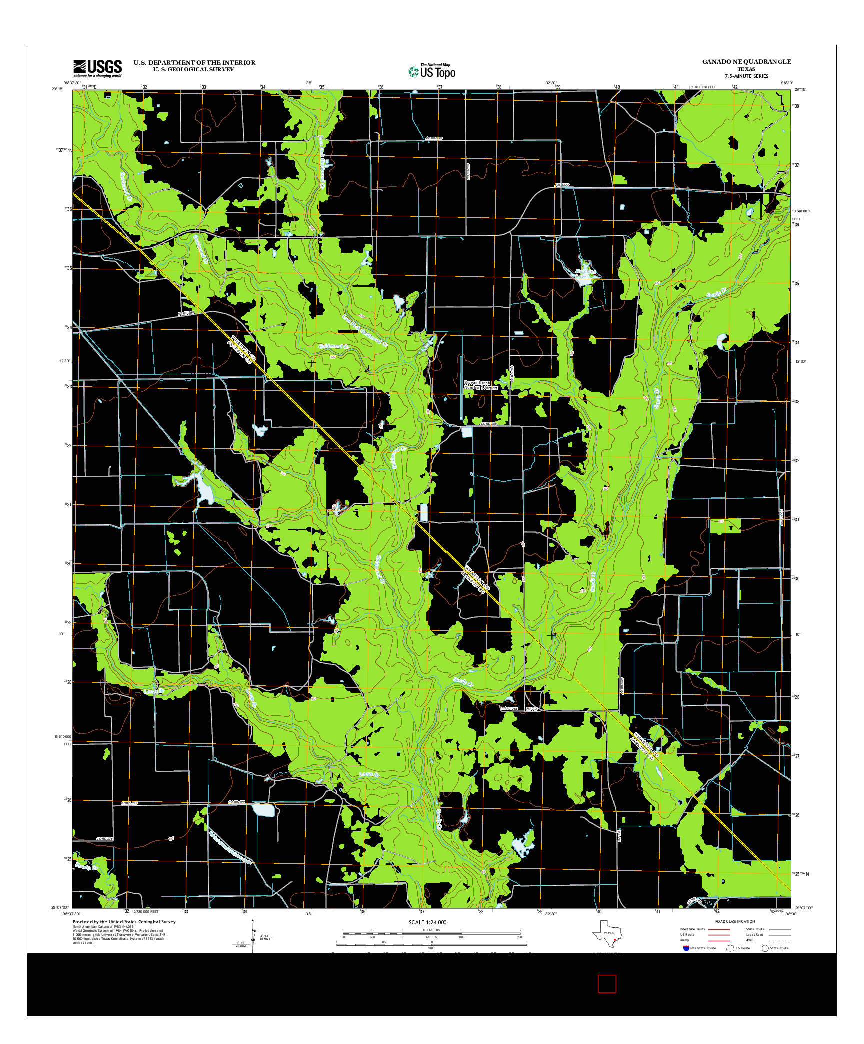 USGS US TOPO 7.5-MINUTE MAP FOR GANADO NE, TX 2013
