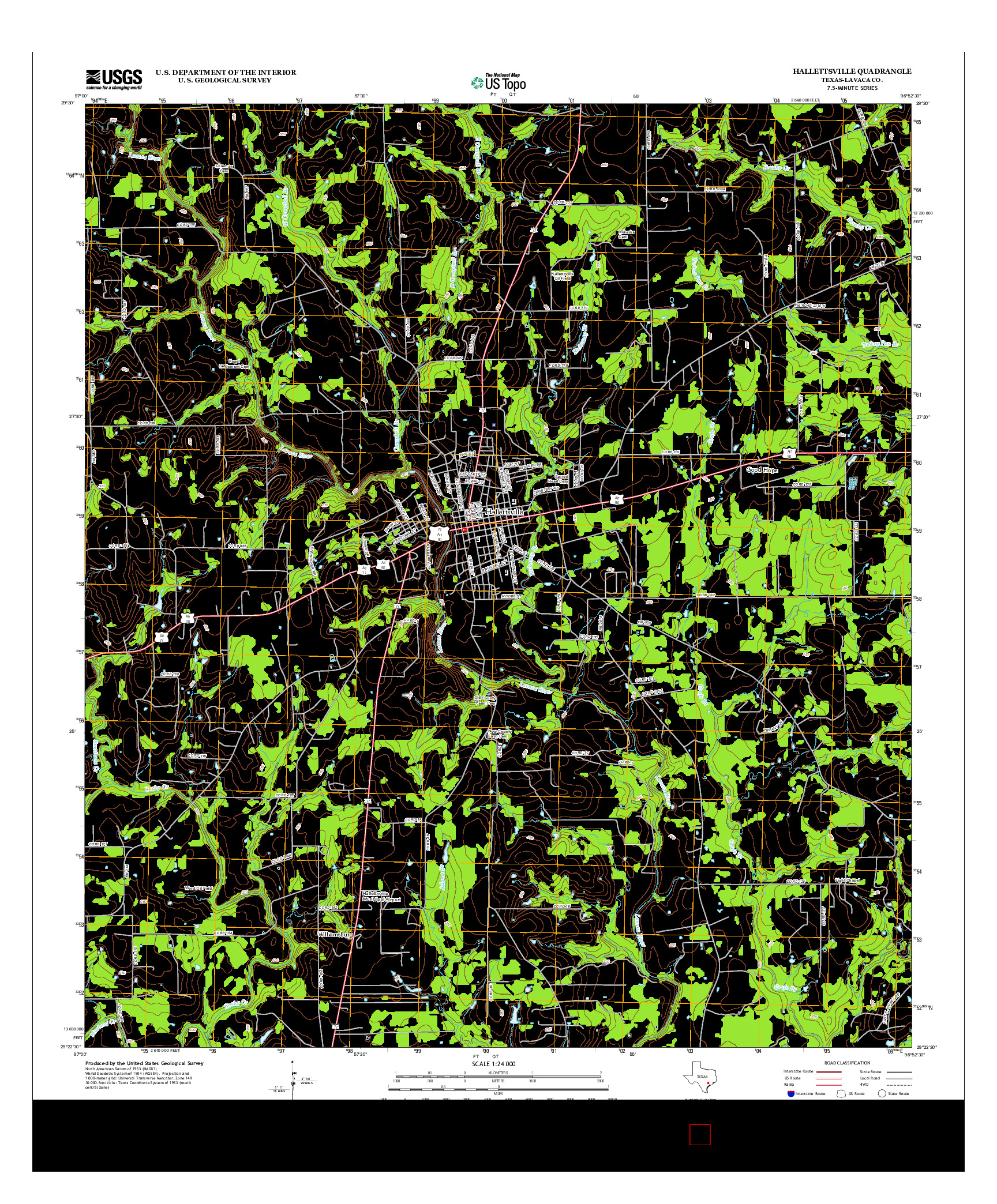 USGS US TOPO 7.5-MINUTE MAP FOR HALLETTSVILLE, TX 2013