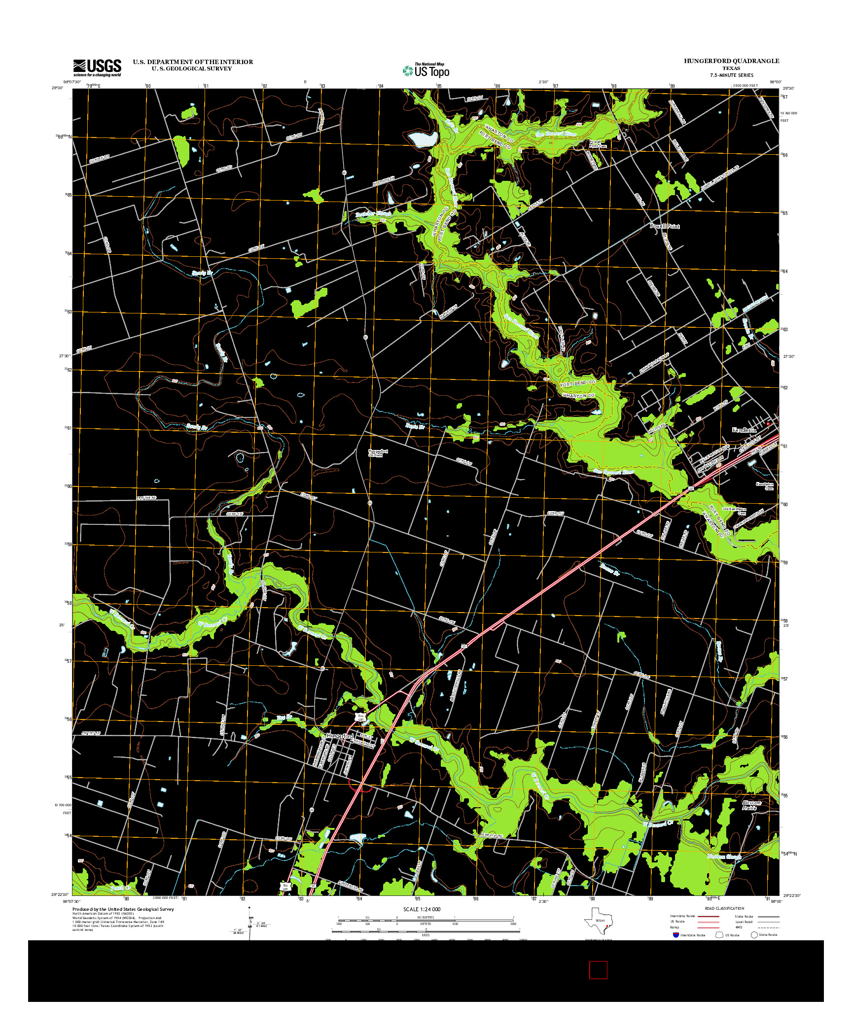 USGS US TOPO 7.5-MINUTE MAP FOR HUNGERFORD, TX 2013