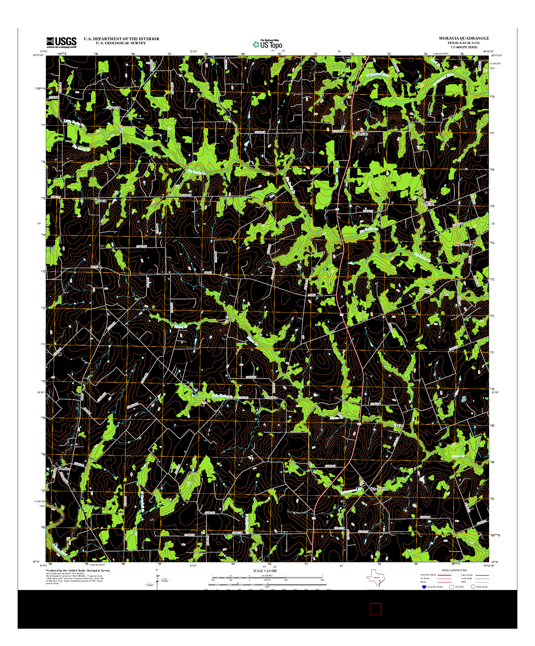 USGS US TOPO 7.5-MINUTE MAP FOR MORAVIA, TX 2013