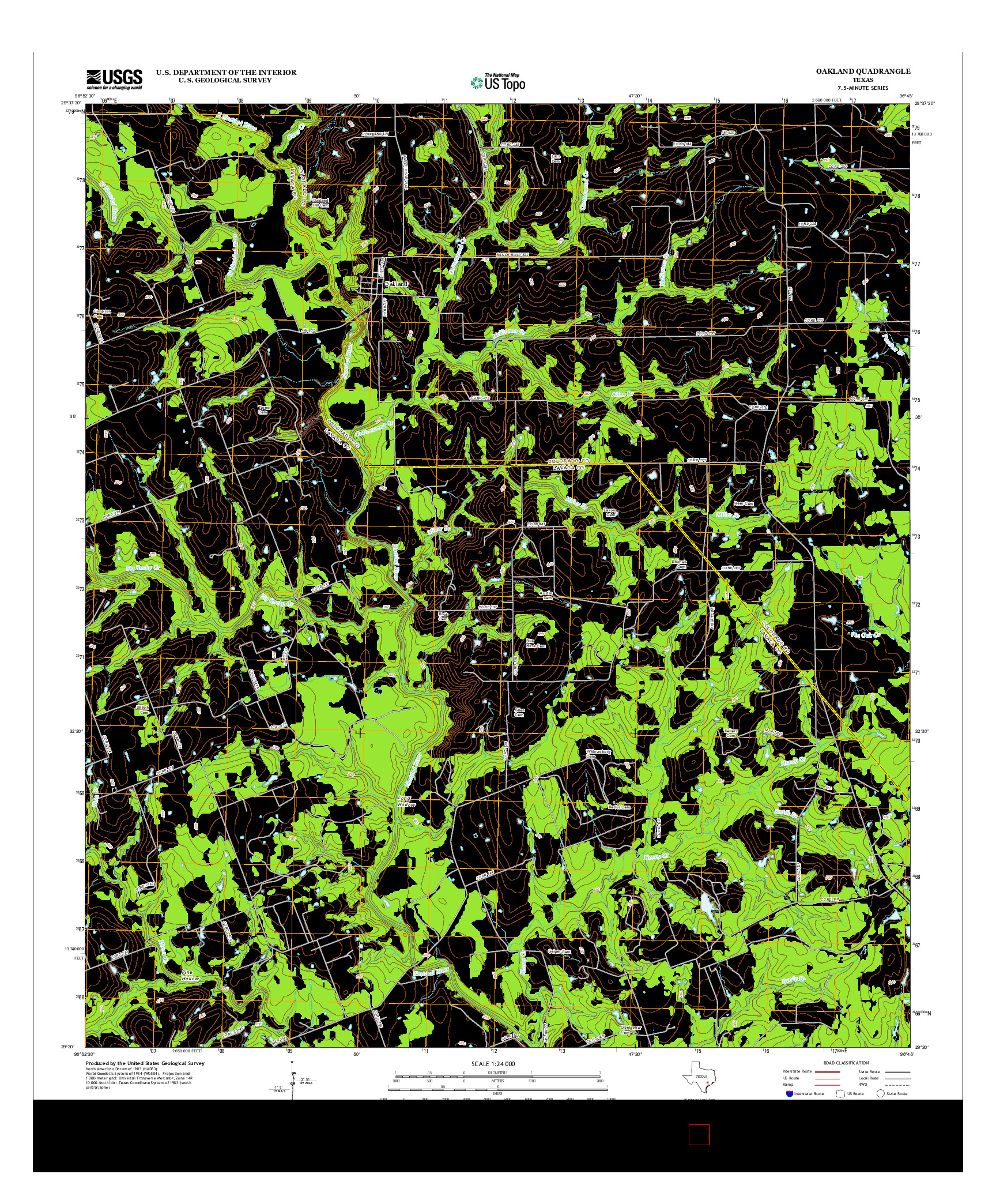 USGS US TOPO 7.5-MINUTE MAP FOR OAKLAND, TX 2013