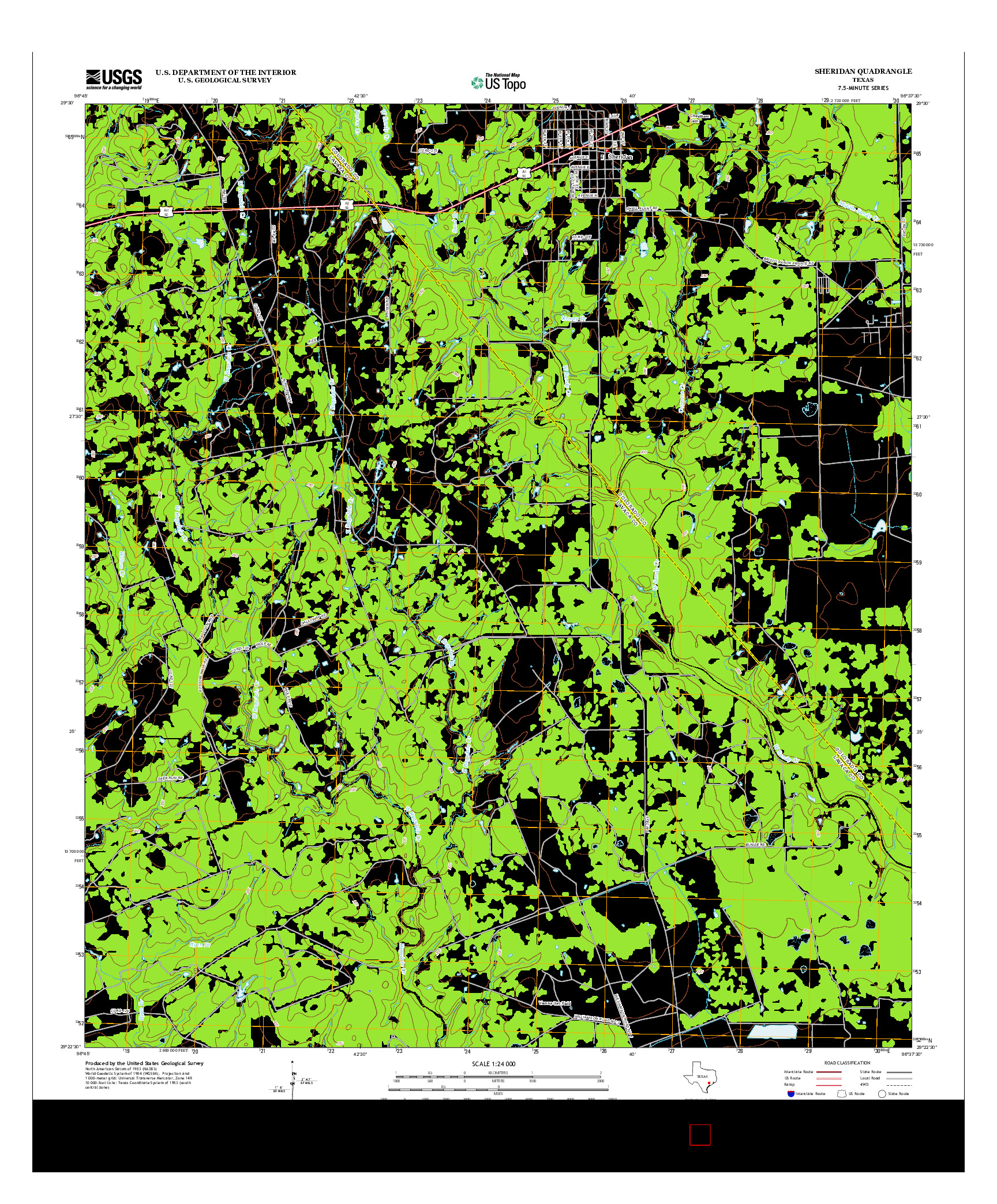 USGS US TOPO 7.5-MINUTE MAP FOR SHERIDAN, TX 2013