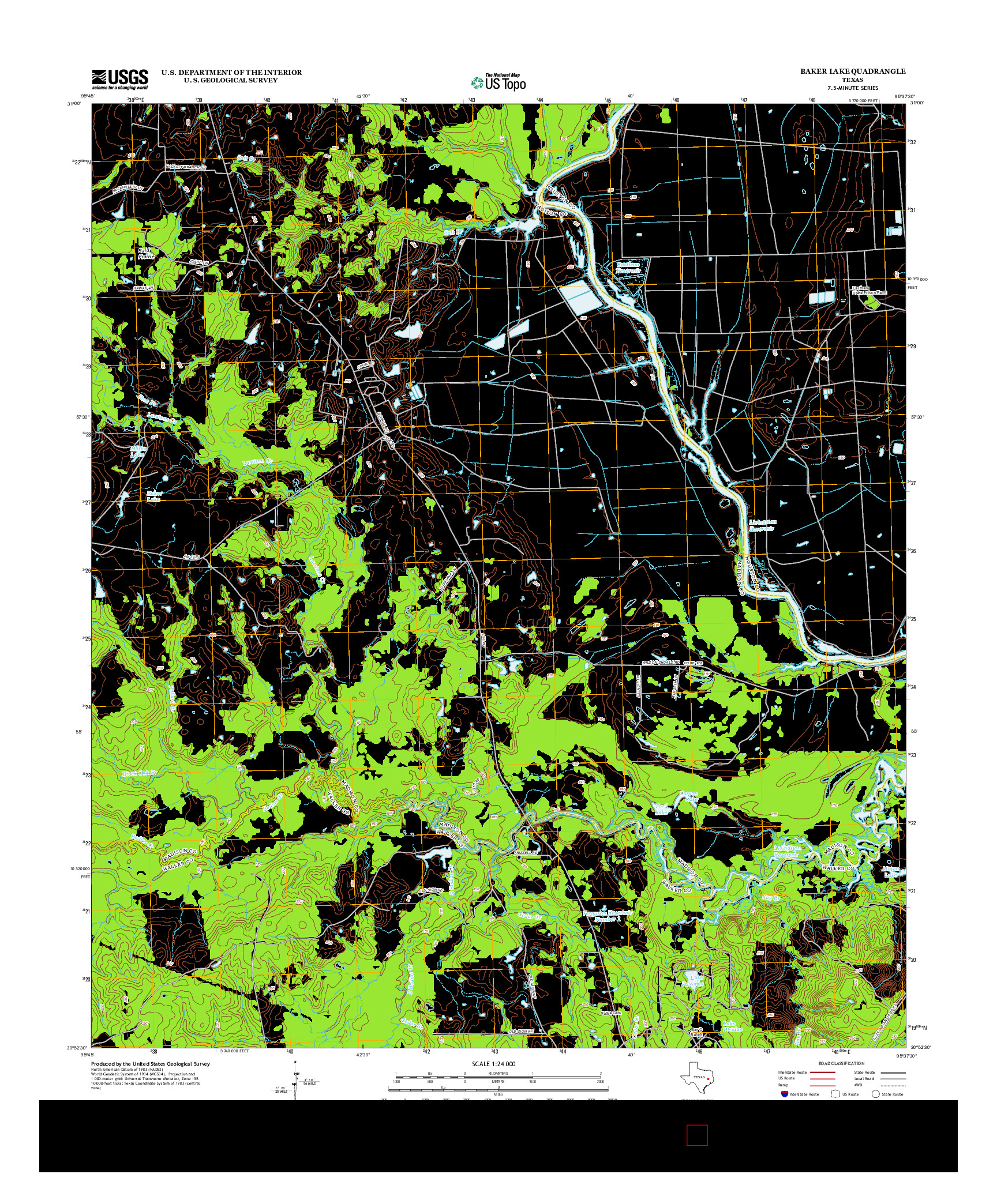 USGS US TOPO 7.5-MINUTE MAP FOR BAKER LAKE, TX 2013