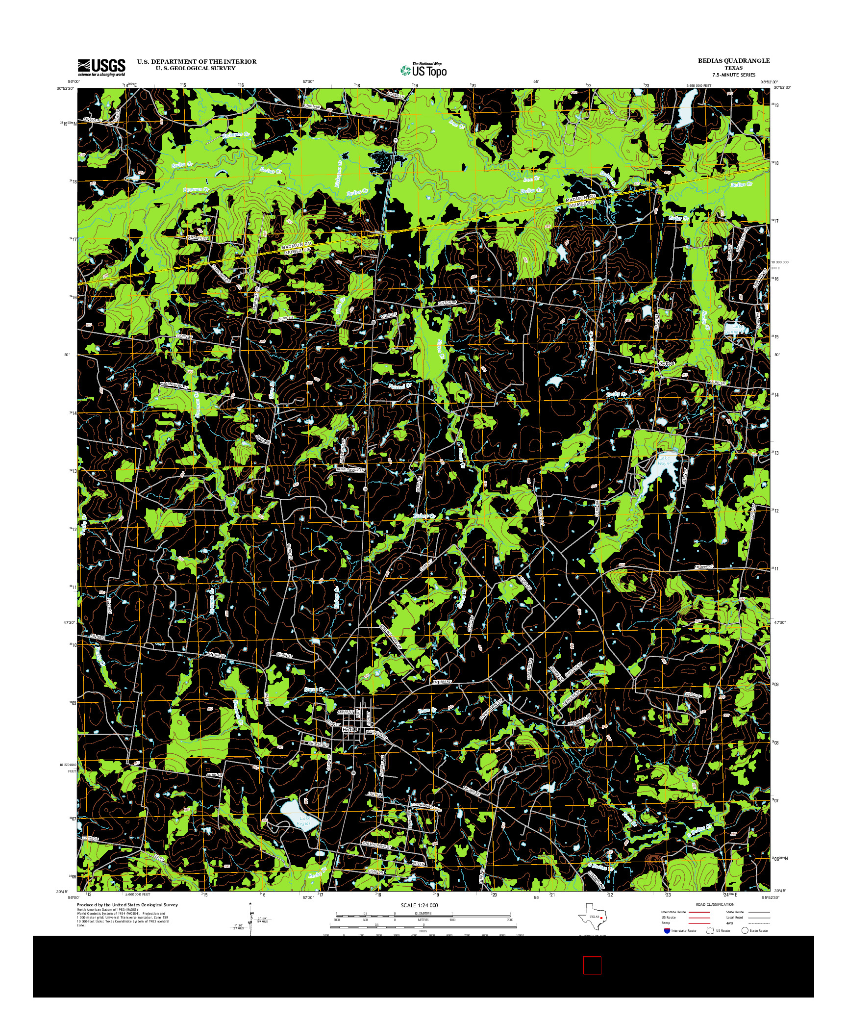 USGS US TOPO 7.5-MINUTE MAP FOR BEDIAS, TX 2013