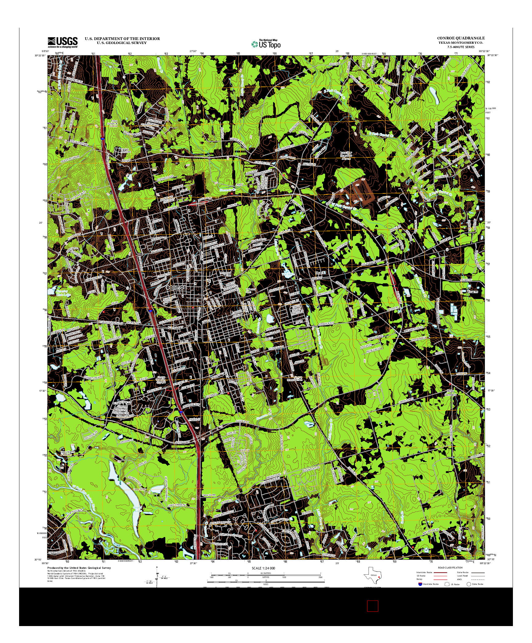 USGS US TOPO 7.5-MINUTE MAP FOR CONROE, TX 2013