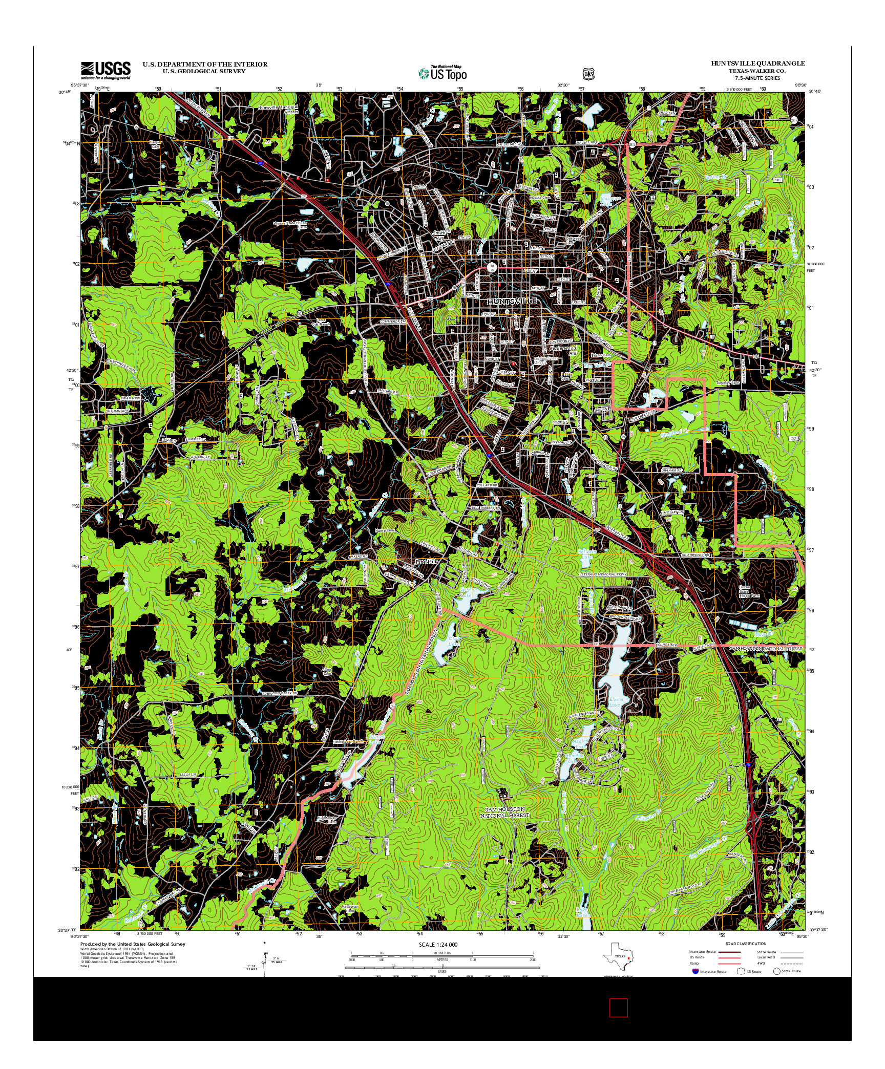 USGS US TOPO 7.5-MINUTE MAP FOR HUNTSVILLE, TX 2013