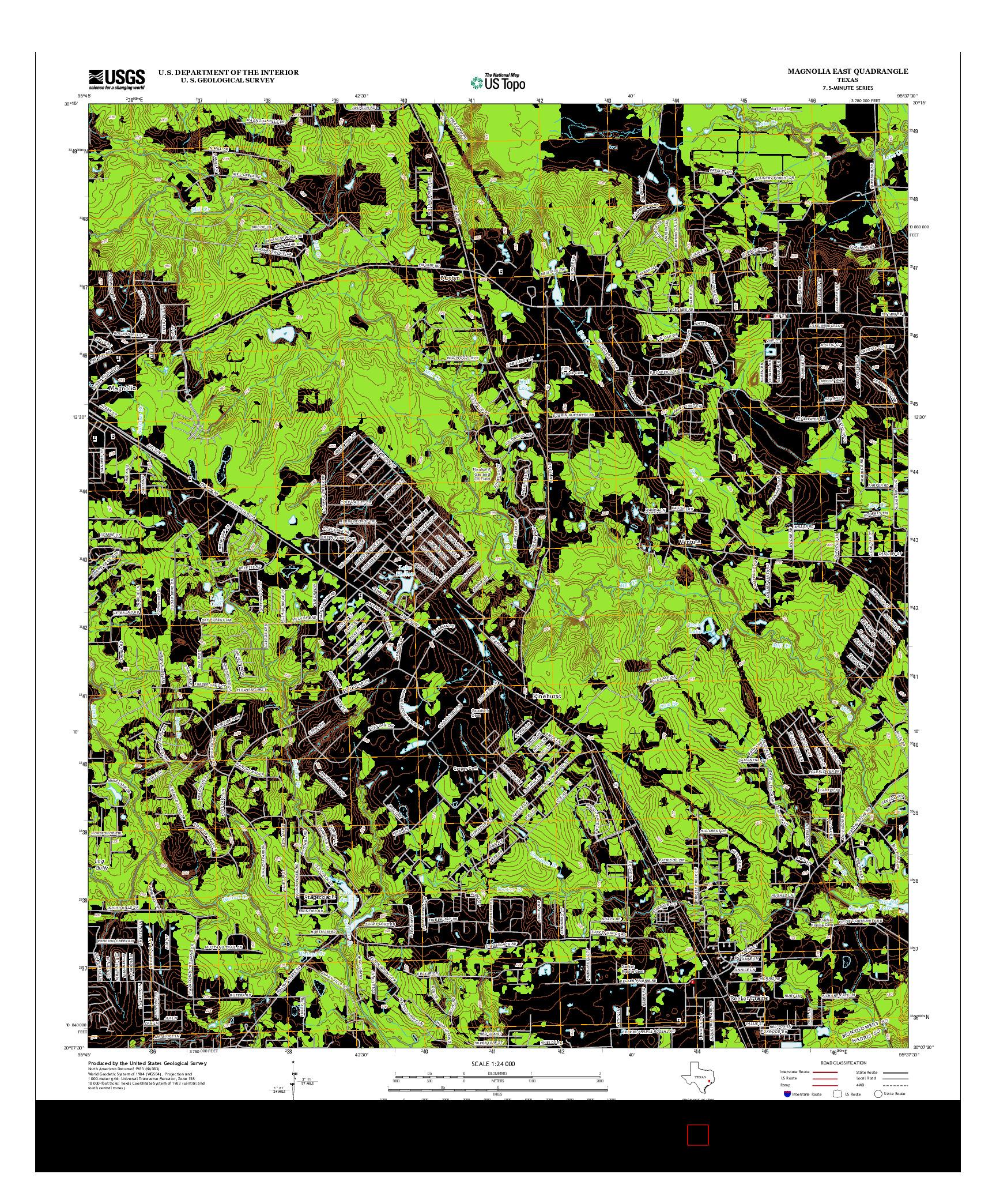 USGS US TOPO 7.5-MINUTE MAP FOR MAGNOLIA EAST, TX 2013