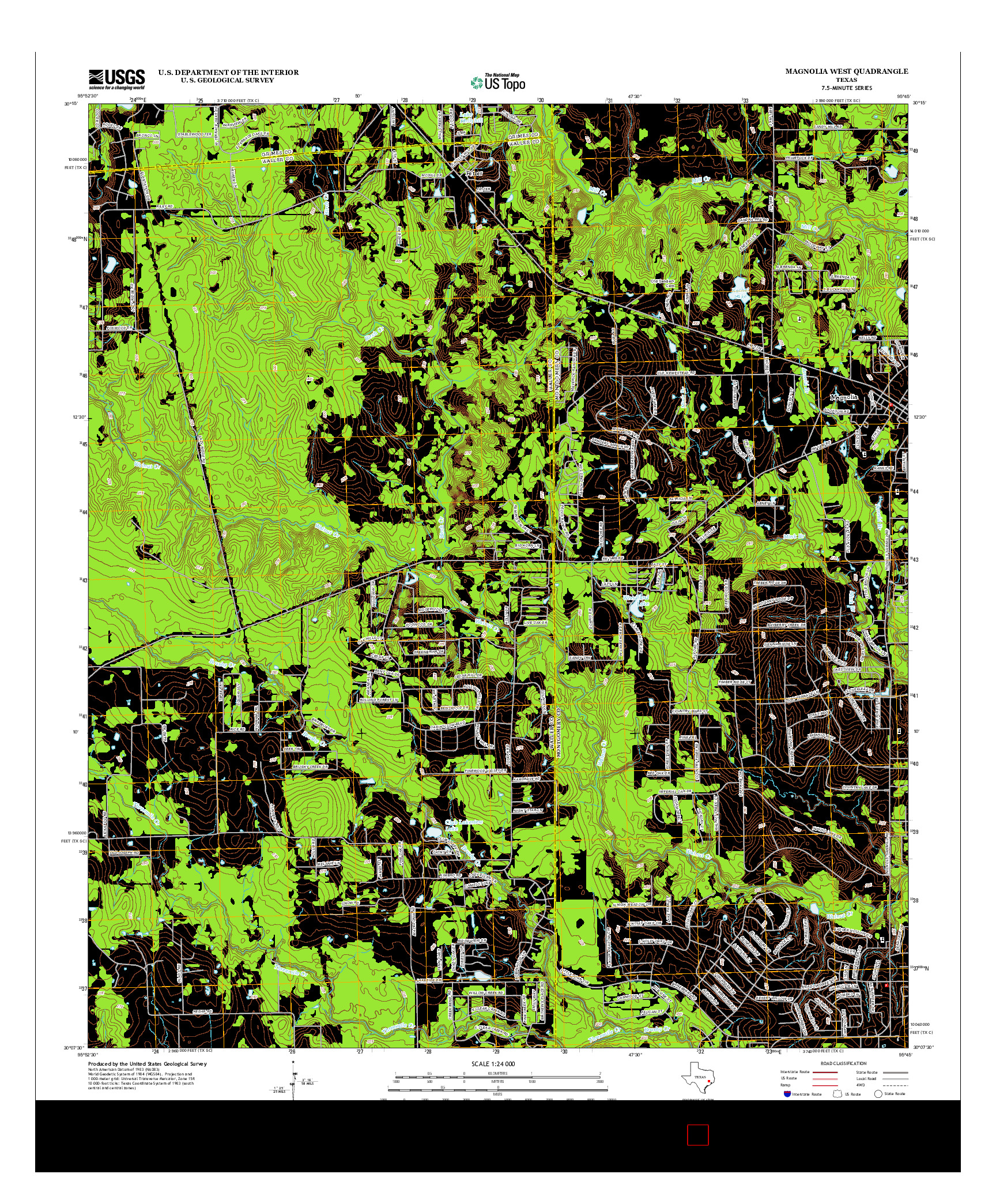 USGS US TOPO 7.5-MINUTE MAP FOR MAGNOLIA WEST, TX 2013