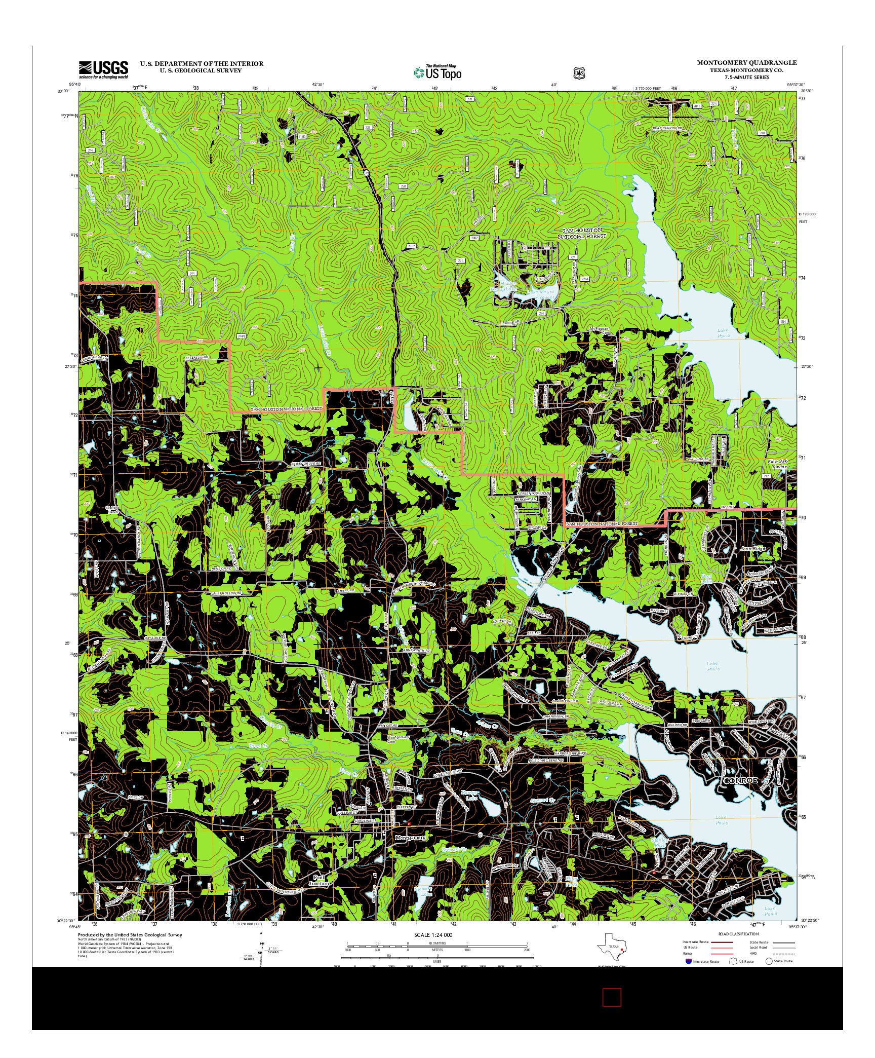 USGS US TOPO 7.5-MINUTE MAP FOR MONTGOMERY, TX 2013