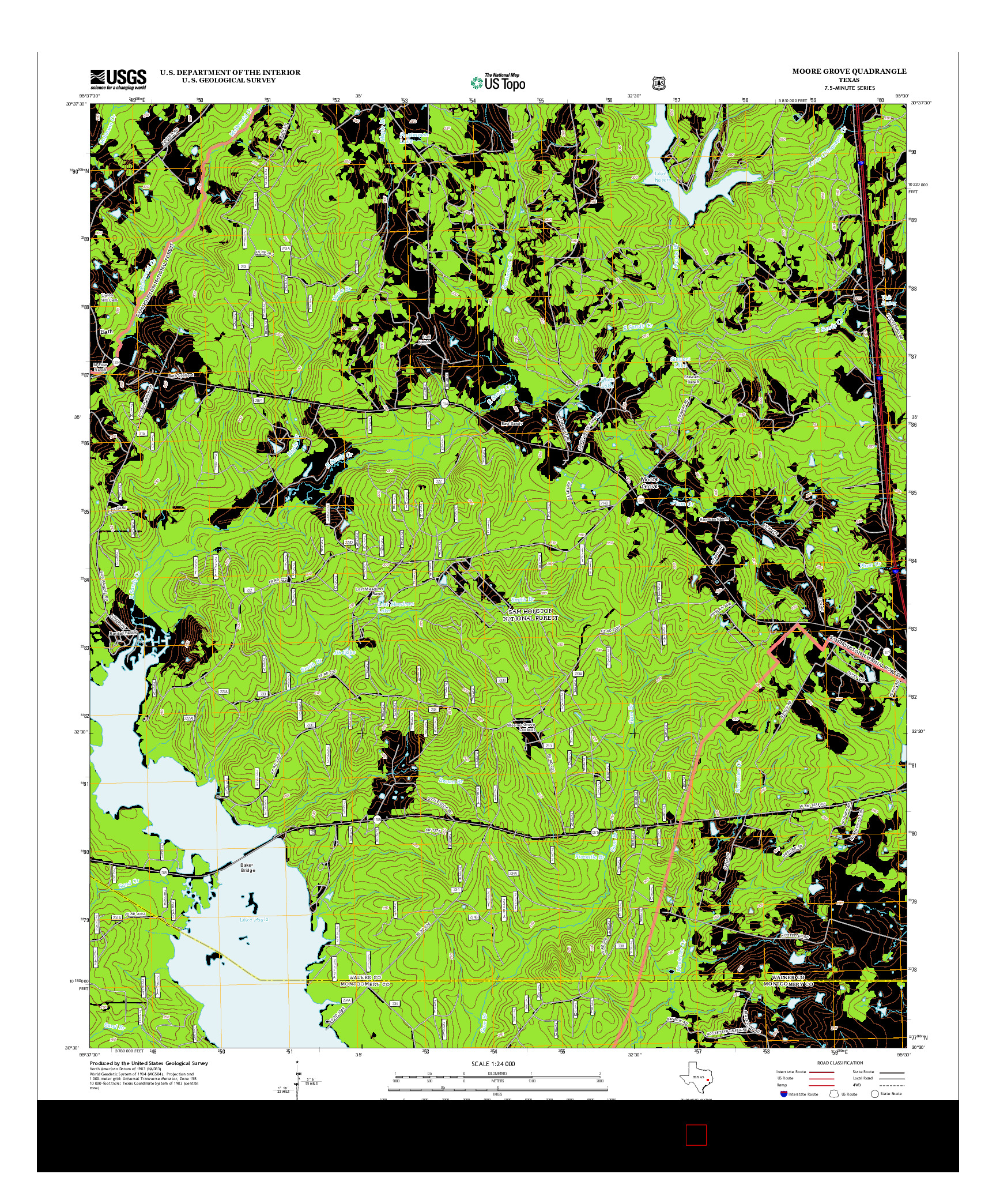 USGS US TOPO 7.5-MINUTE MAP FOR MOORE GROVE, TX 2013