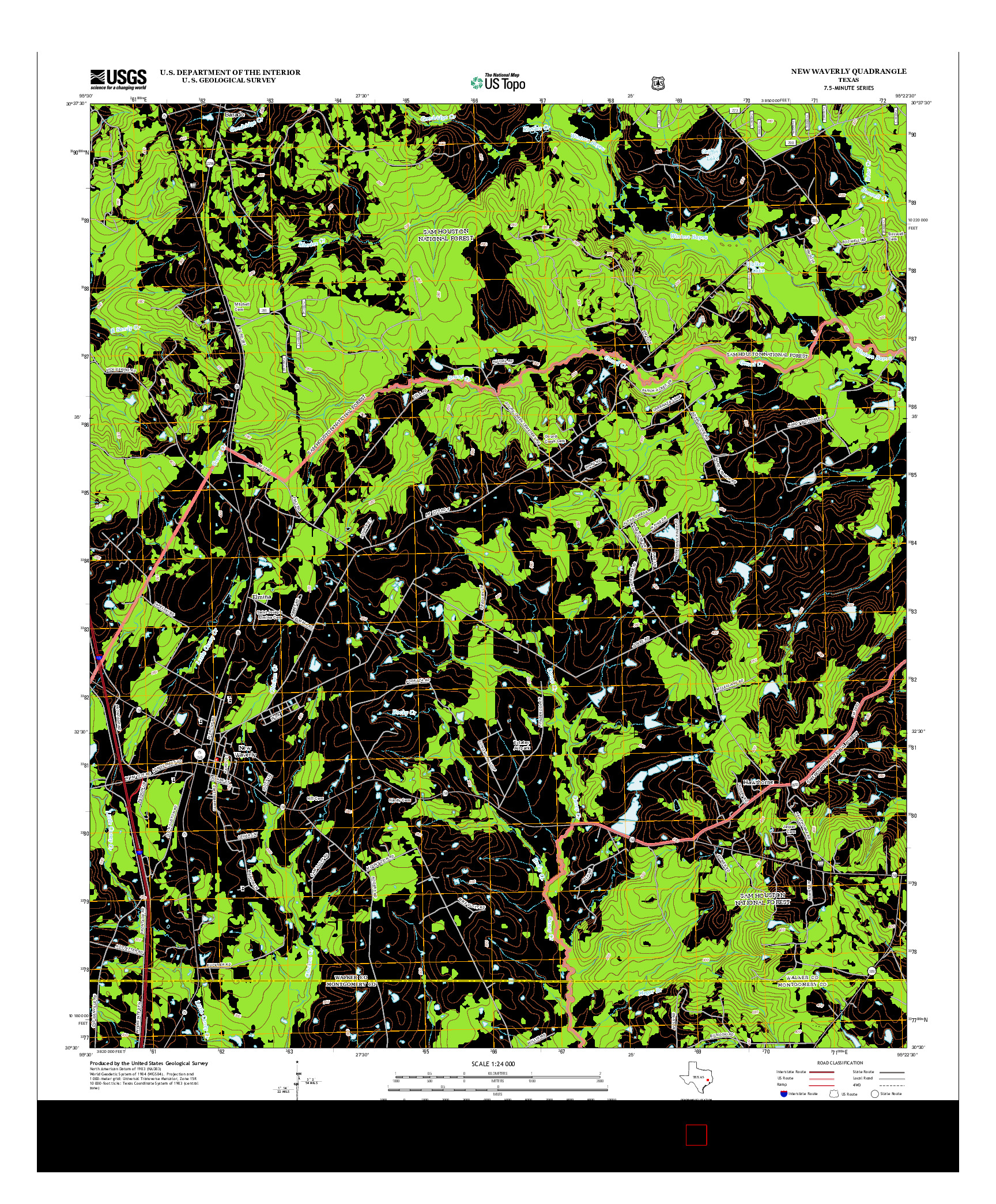 USGS US TOPO 7.5-MINUTE MAP FOR NEW WAVERLY, TX 2013