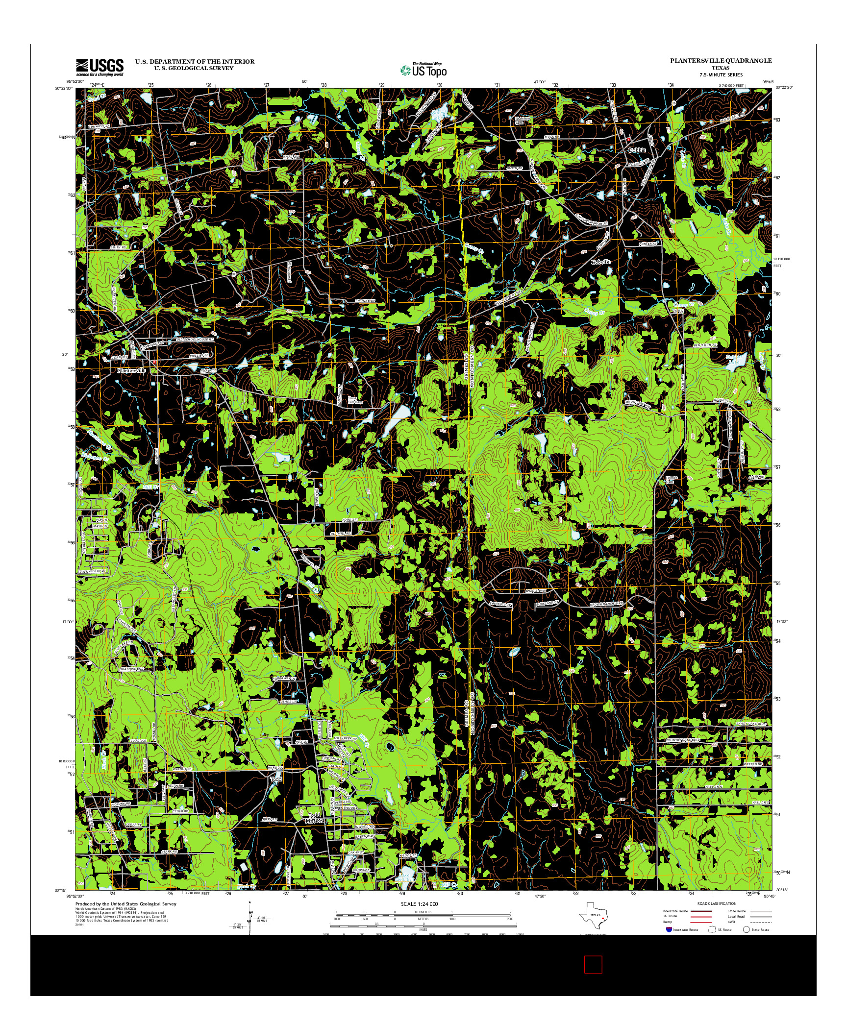 USGS US TOPO 7.5-MINUTE MAP FOR PLANTERSVILLE, TX 2013