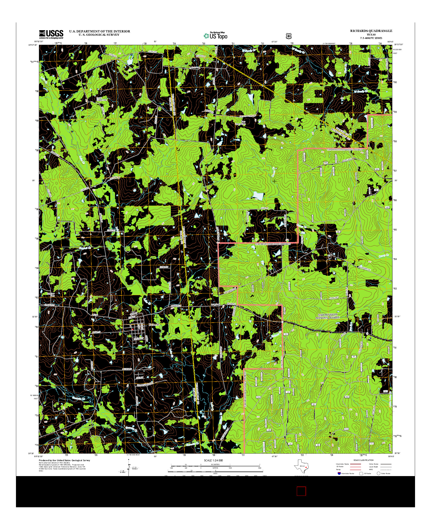 USGS US TOPO 7.5-MINUTE MAP FOR RICHARDS, TX 2013