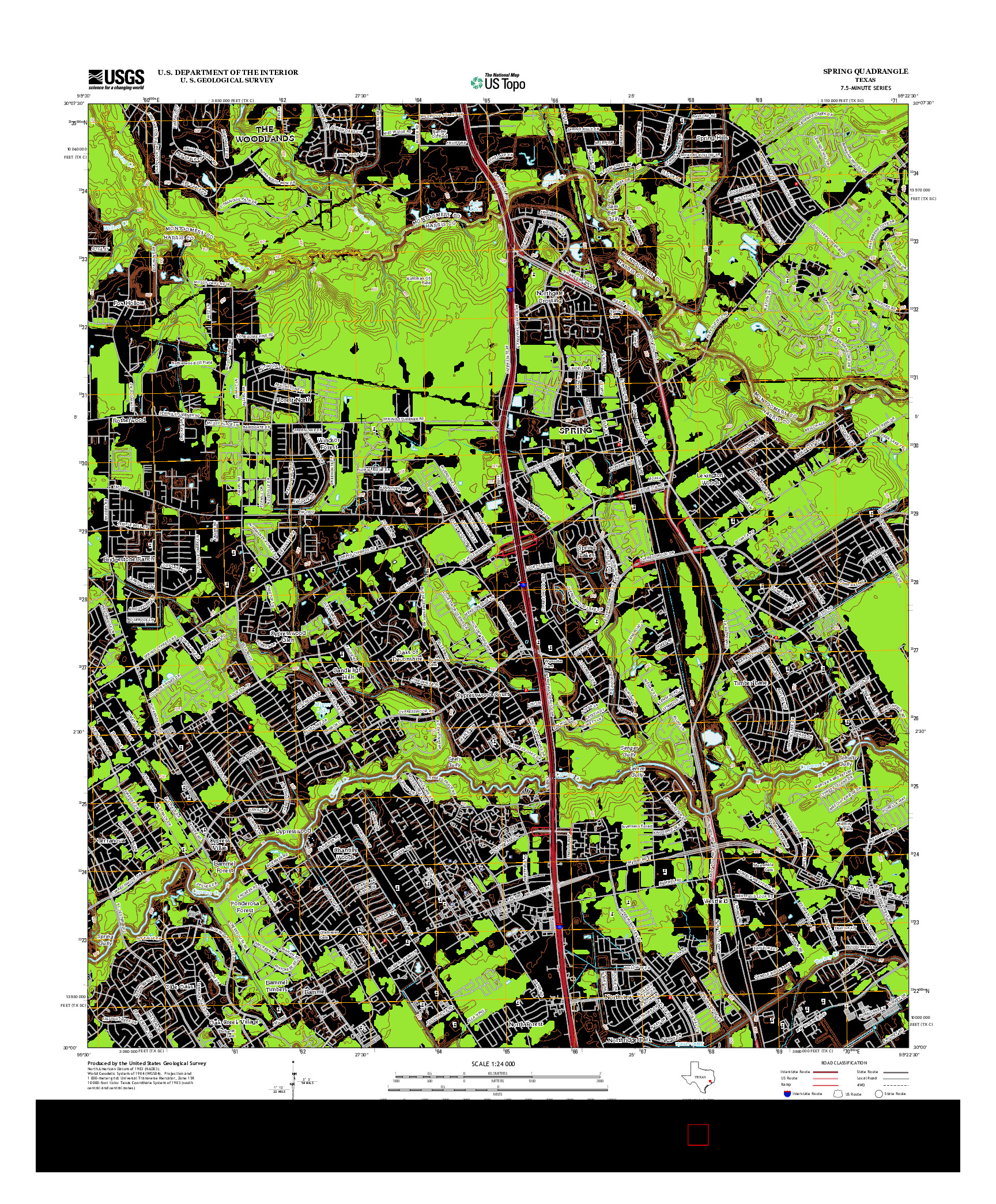 USGS US TOPO 7.5-MINUTE MAP FOR SPRING, TX 2013