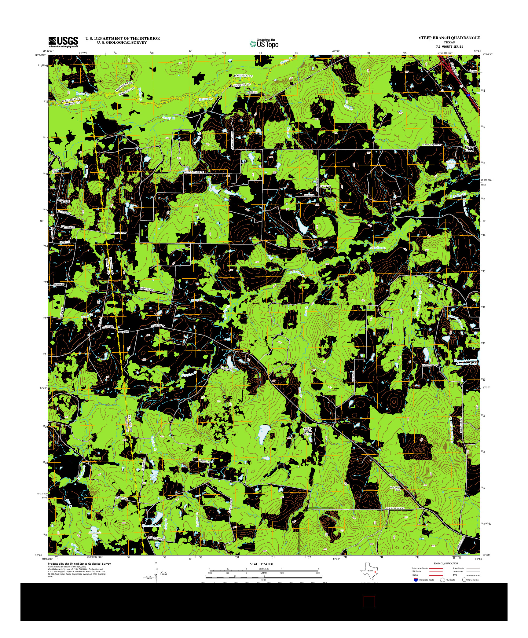 USGS US TOPO 7.5-MINUTE MAP FOR STEEP BRANCH, TX 2013