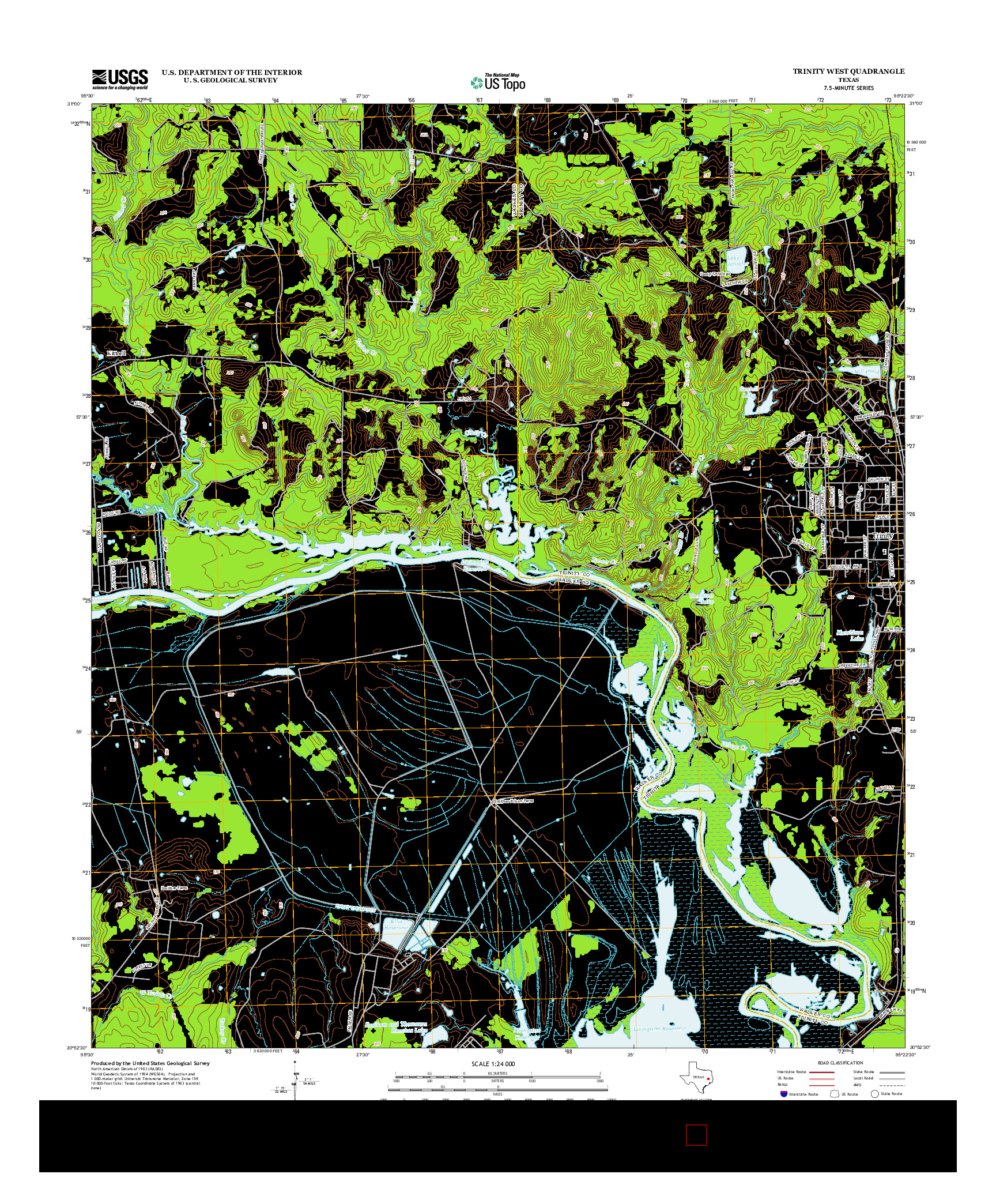 USGS US TOPO 7.5-MINUTE MAP FOR TRINITY WEST, TX 2013