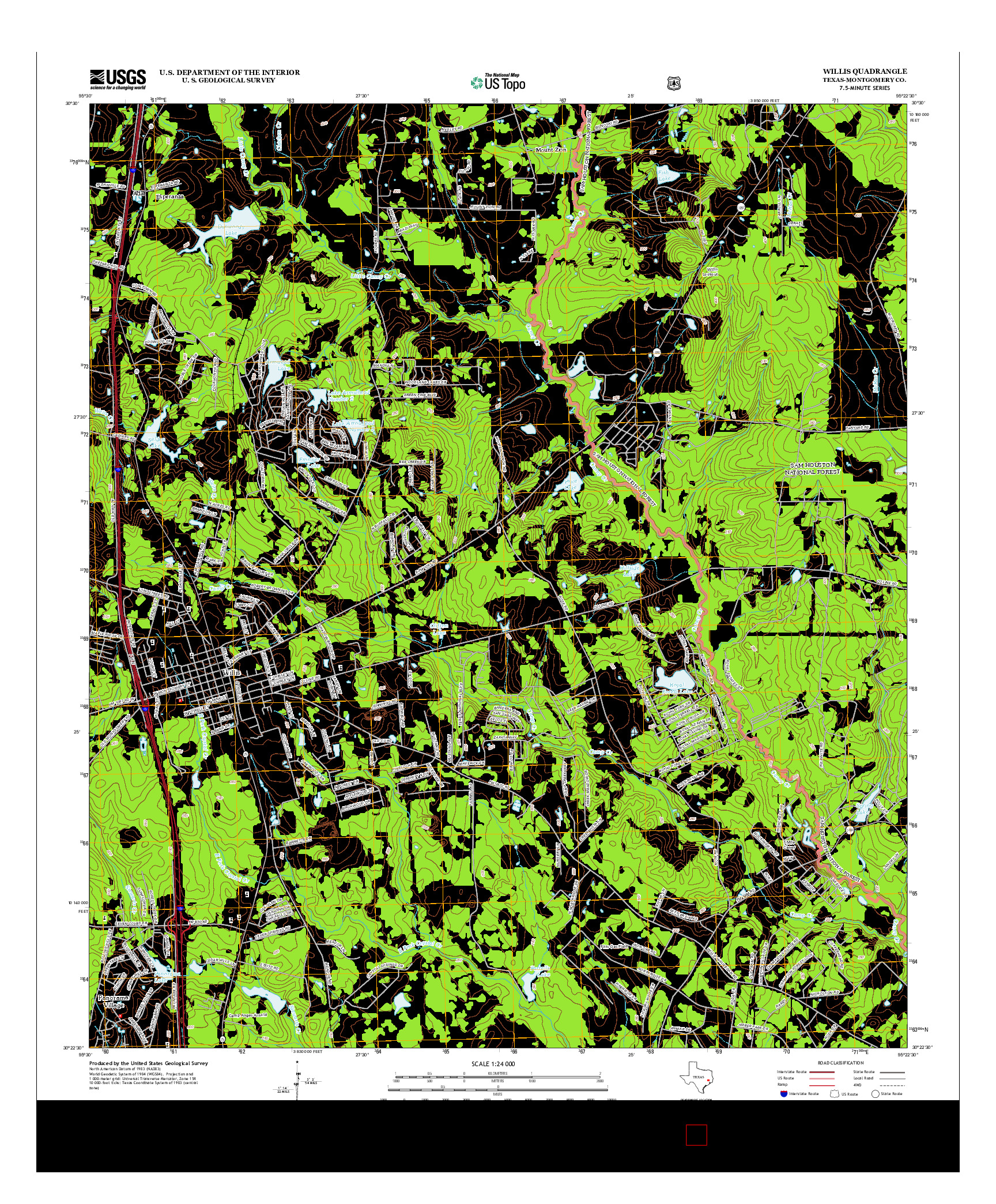 USGS US TOPO 7.5-MINUTE MAP FOR WILLIS, TX 2013