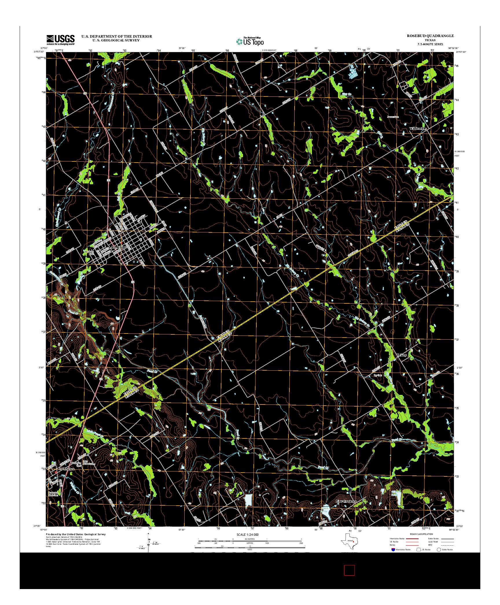 USGS US TOPO 7.5-MINUTE MAP FOR ROSEBUD, TX 2013
