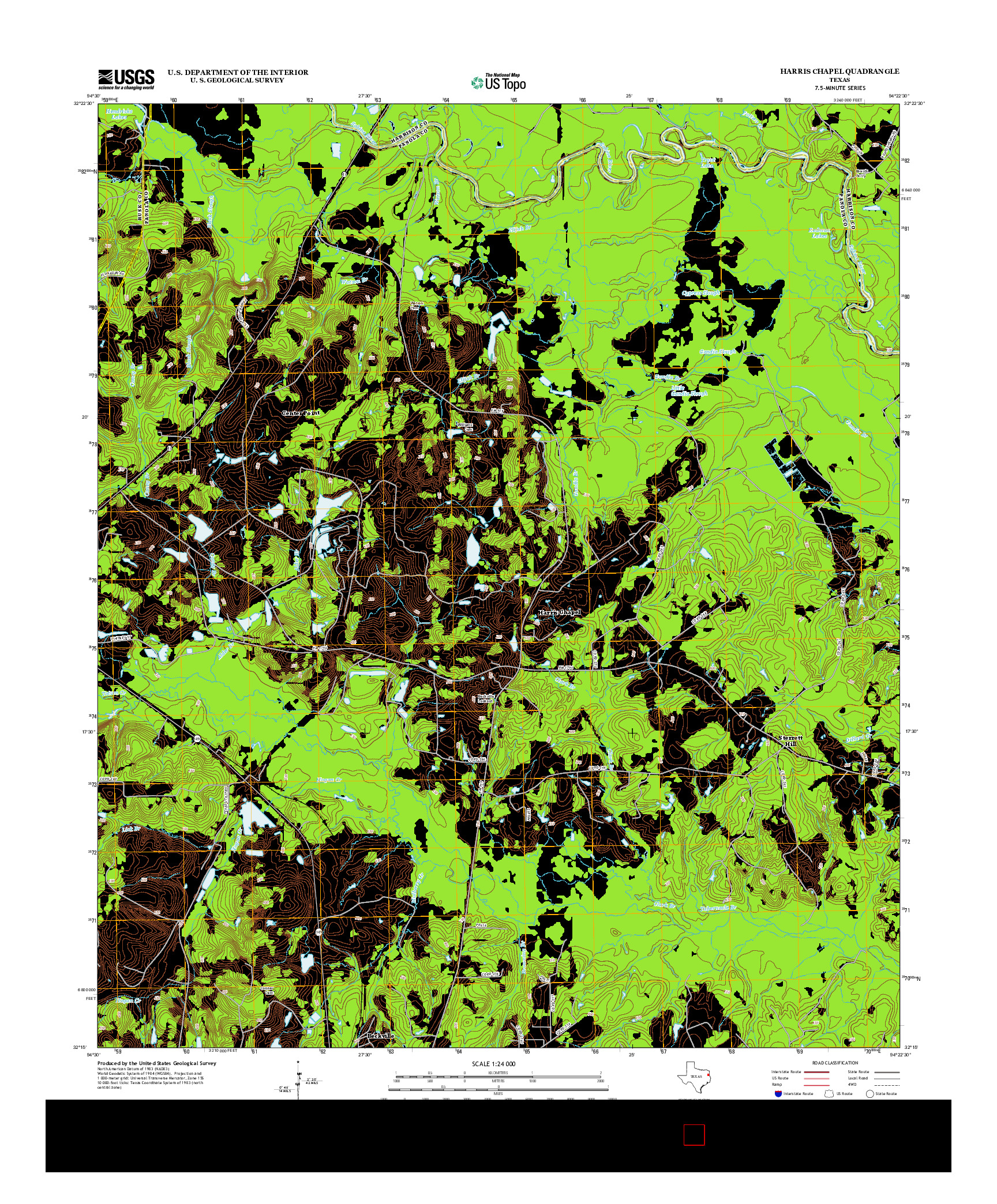 USGS US TOPO 7.5-MINUTE MAP FOR HARRIS CHAPEL, TX 2013