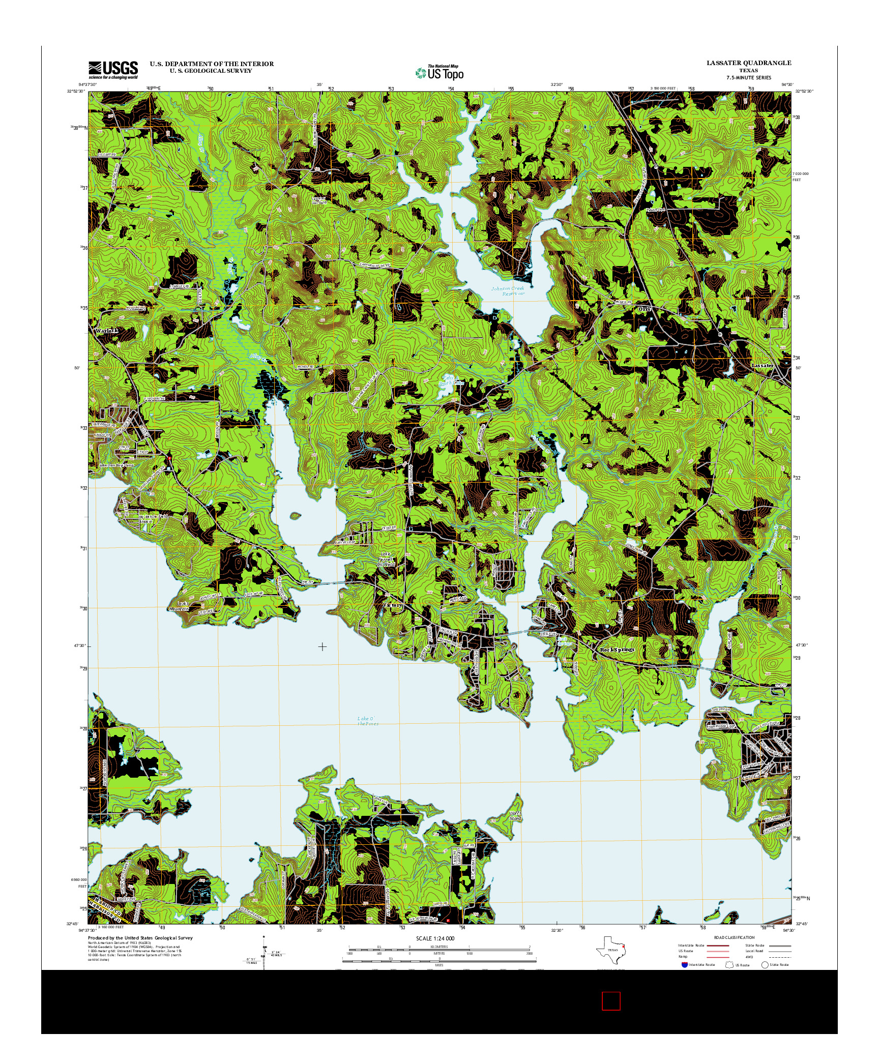 USGS US TOPO 7.5-MINUTE MAP FOR LASSATER, TX 2013