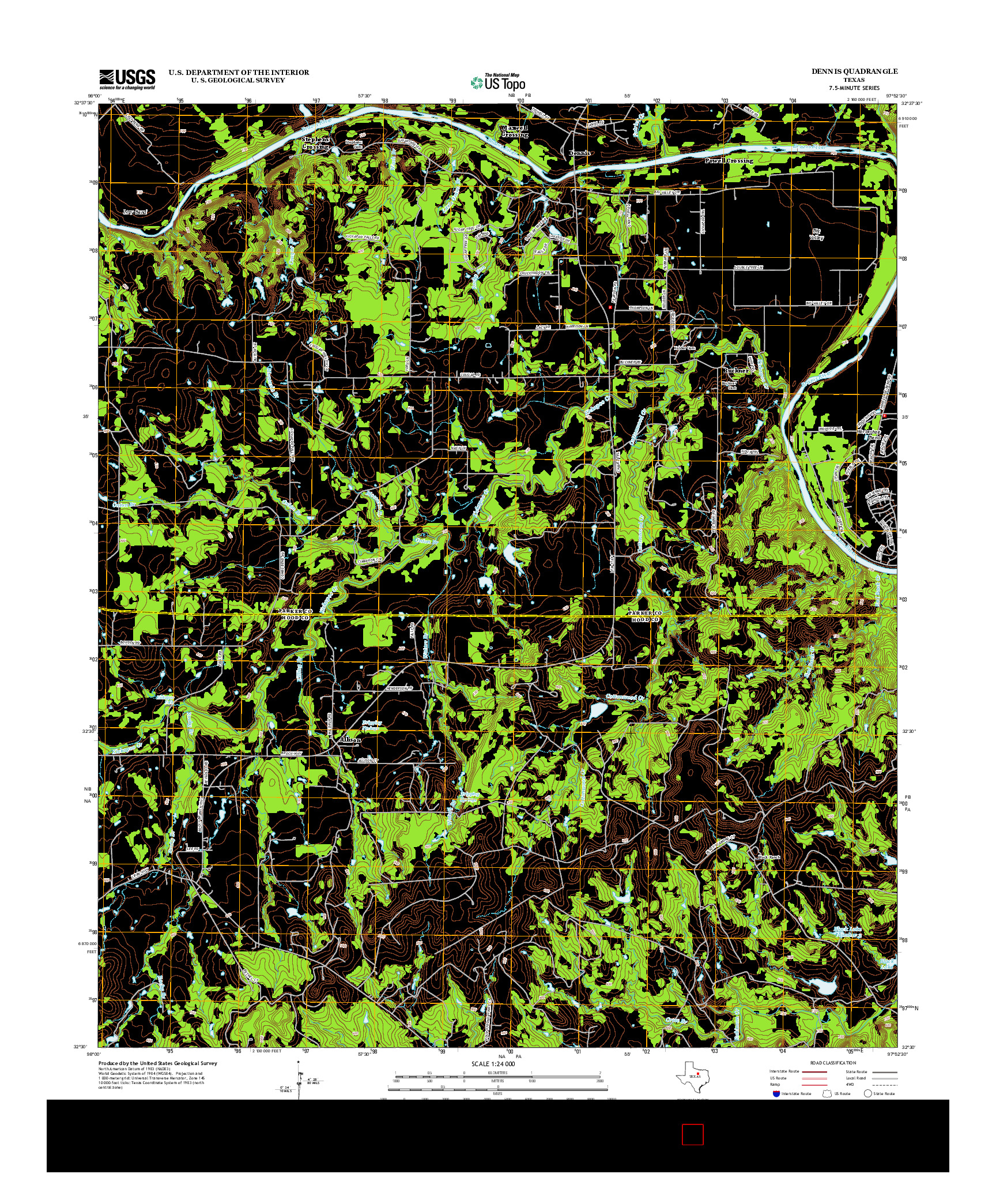 USGS US TOPO 7.5-MINUTE MAP FOR DENNIS, TX 2013