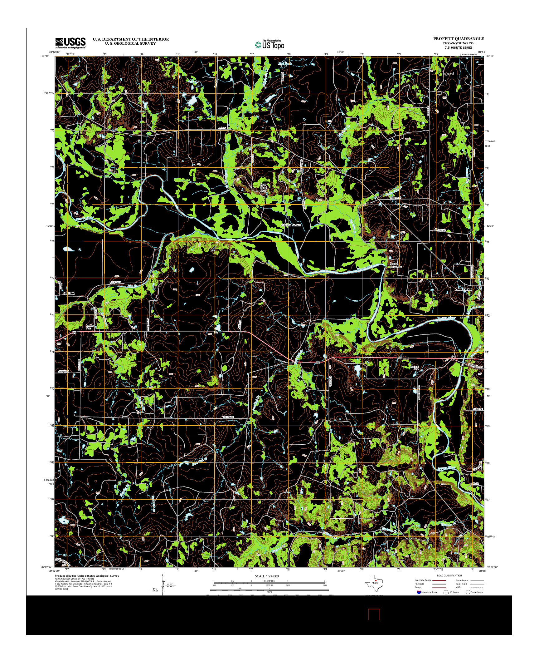 USGS US TOPO 7.5-MINUTE MAP FOR PROFFITT, TX 2013