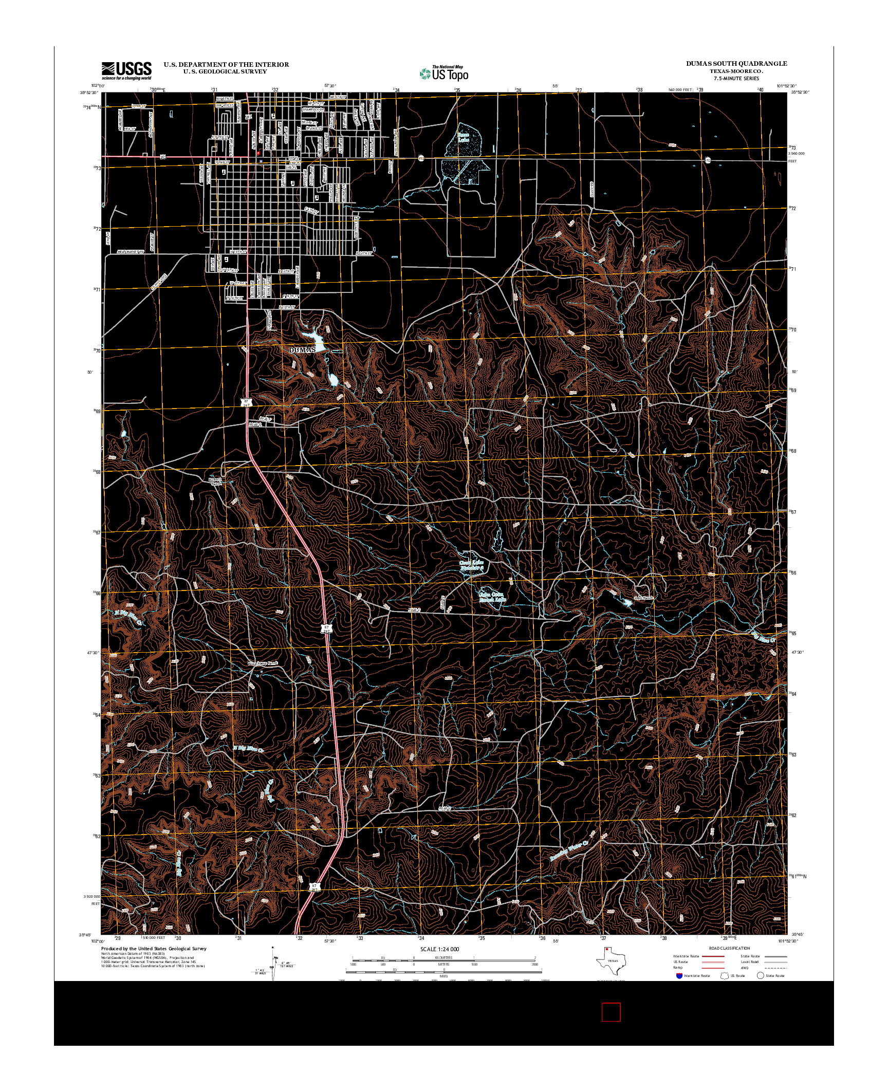 USGS US TOPO 7.5-MINUTE MAP FOR DUMAS SOUTH, TX 2013