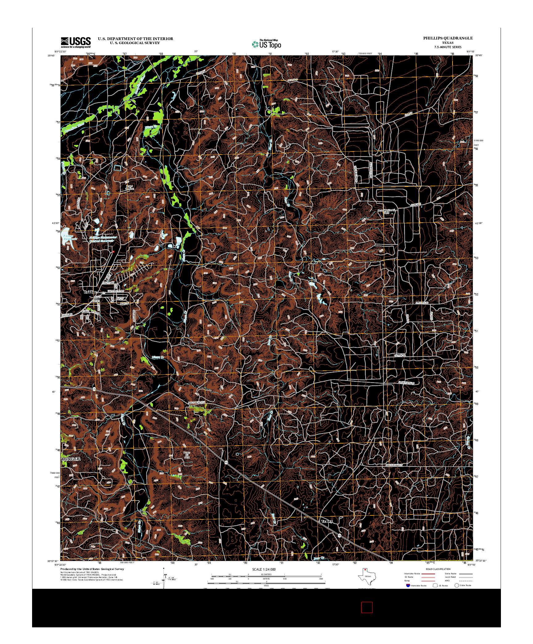 USGS US TOPO 7.5-MINUTE MAP FOR PHILLIPS, TX 2013