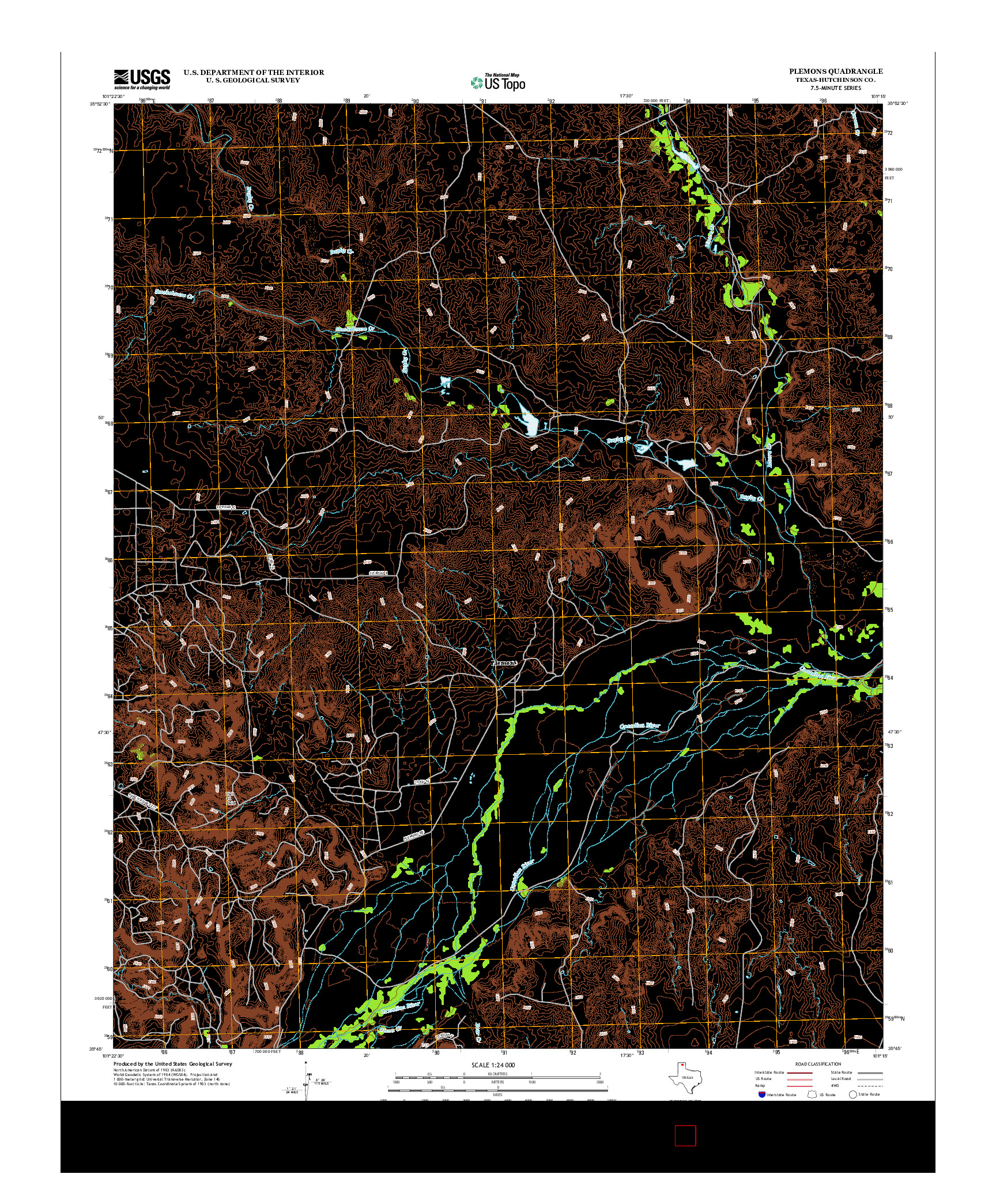 USGS US TOPO 7.5-MINUTE MAP FOR PLEMONS, TX 2013