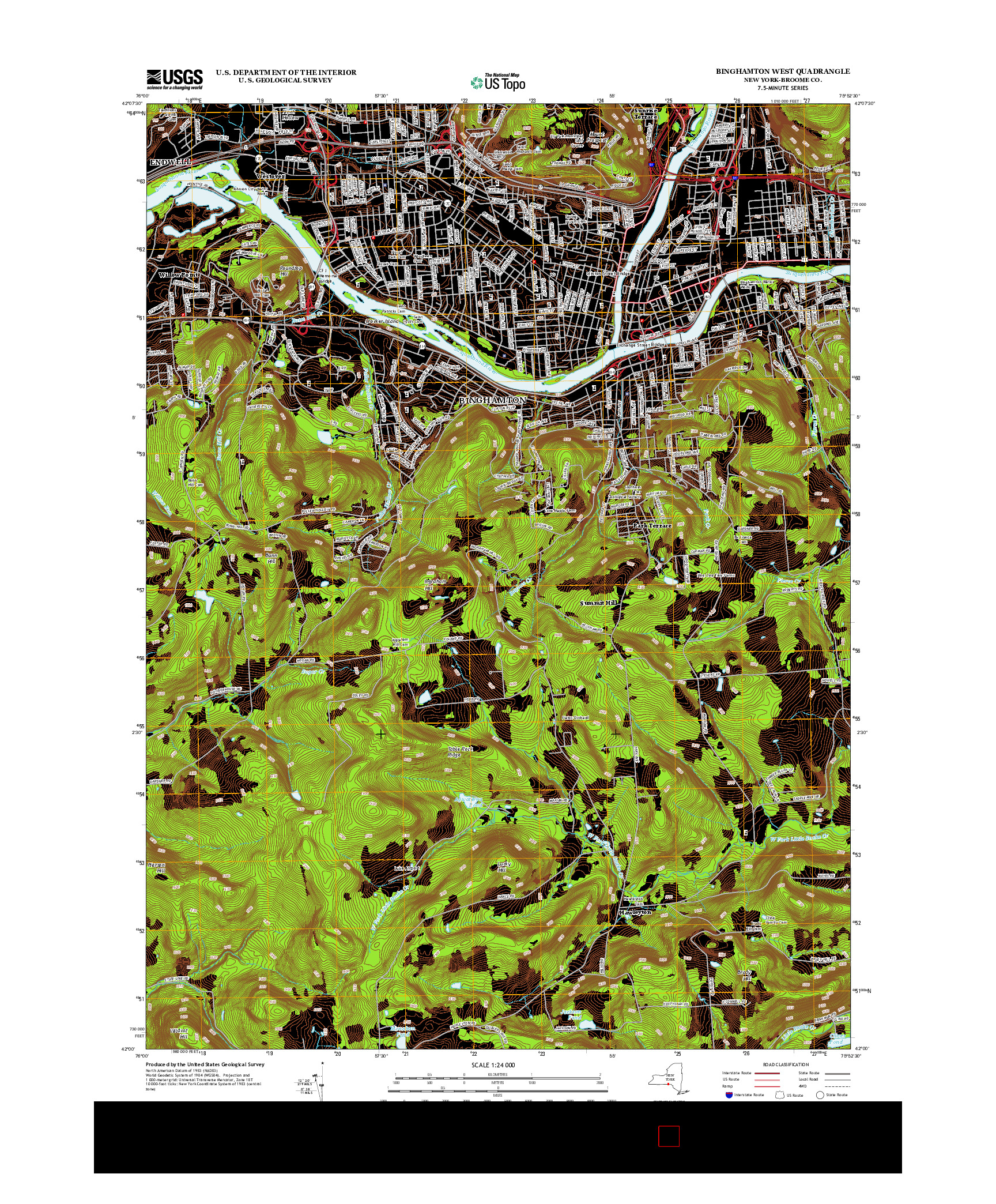 USGS US TOPO 7.5-MINUTE MAP FOR BINGHAMTON WEST, NY 2013