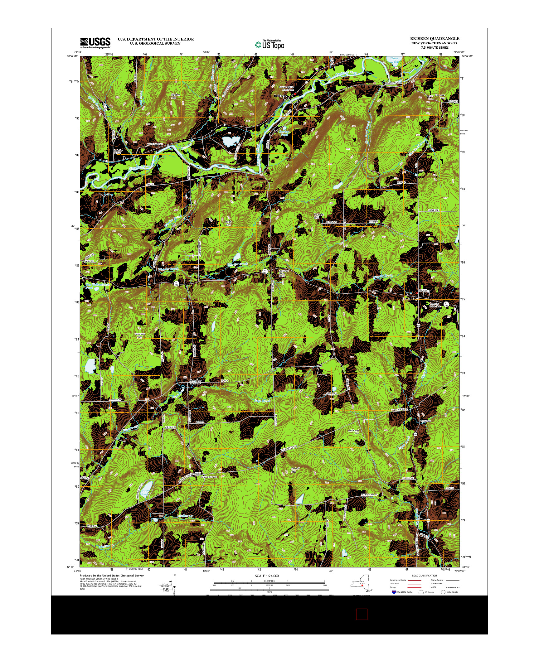 USGS US TOPO 7.5-MINUTE MAP FOR BRISBEN, NY 2013