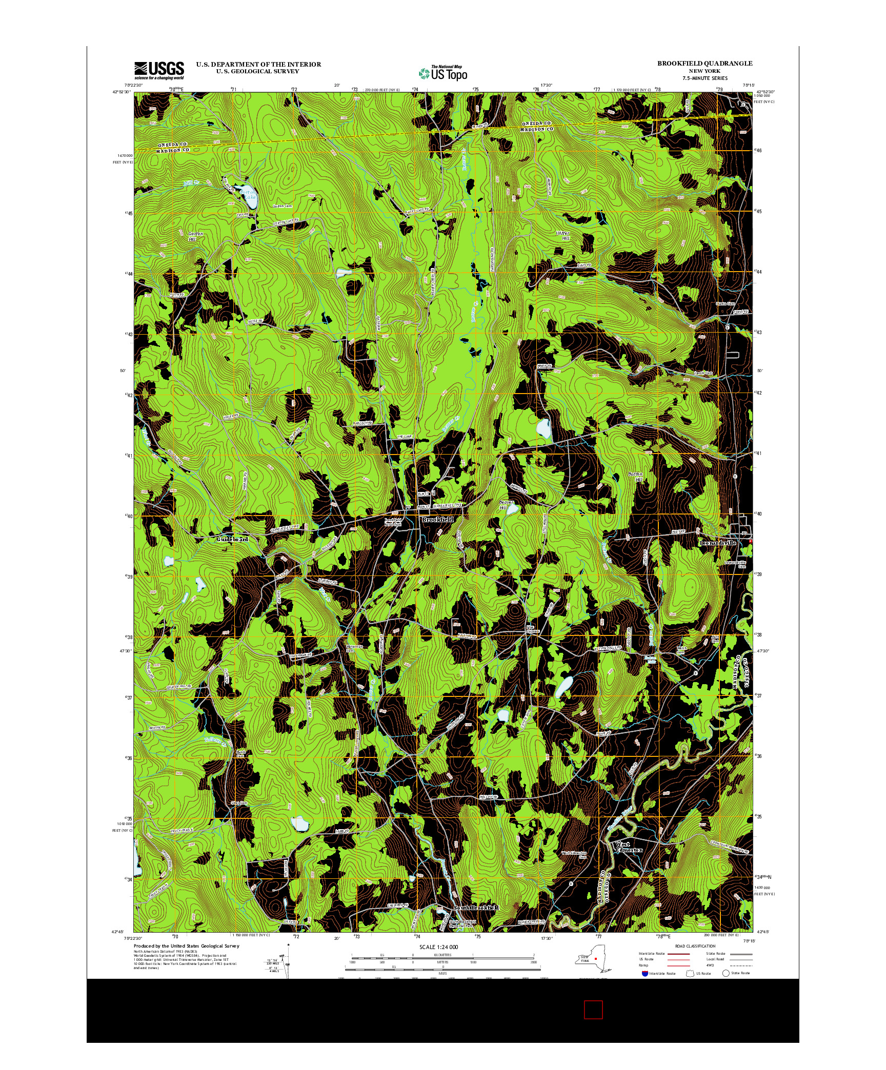 USGS US TOPO 7.5-MINUTE MAP FOR BROOKFIELD, NY 2013