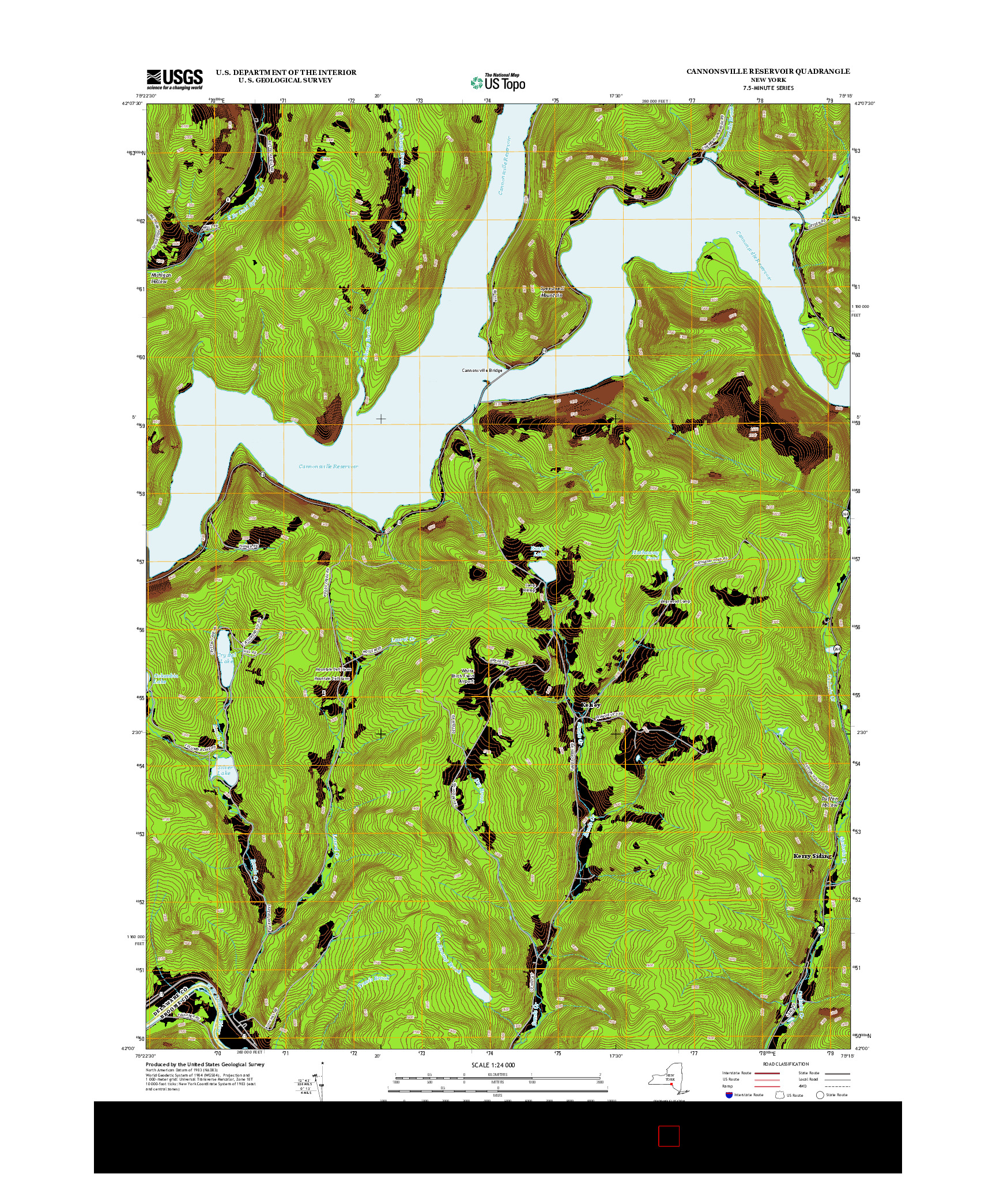 USGS US TOPO 7.5-MINUTE MAP FOR CANNONSVILLE RESERVOIR, NY 2013