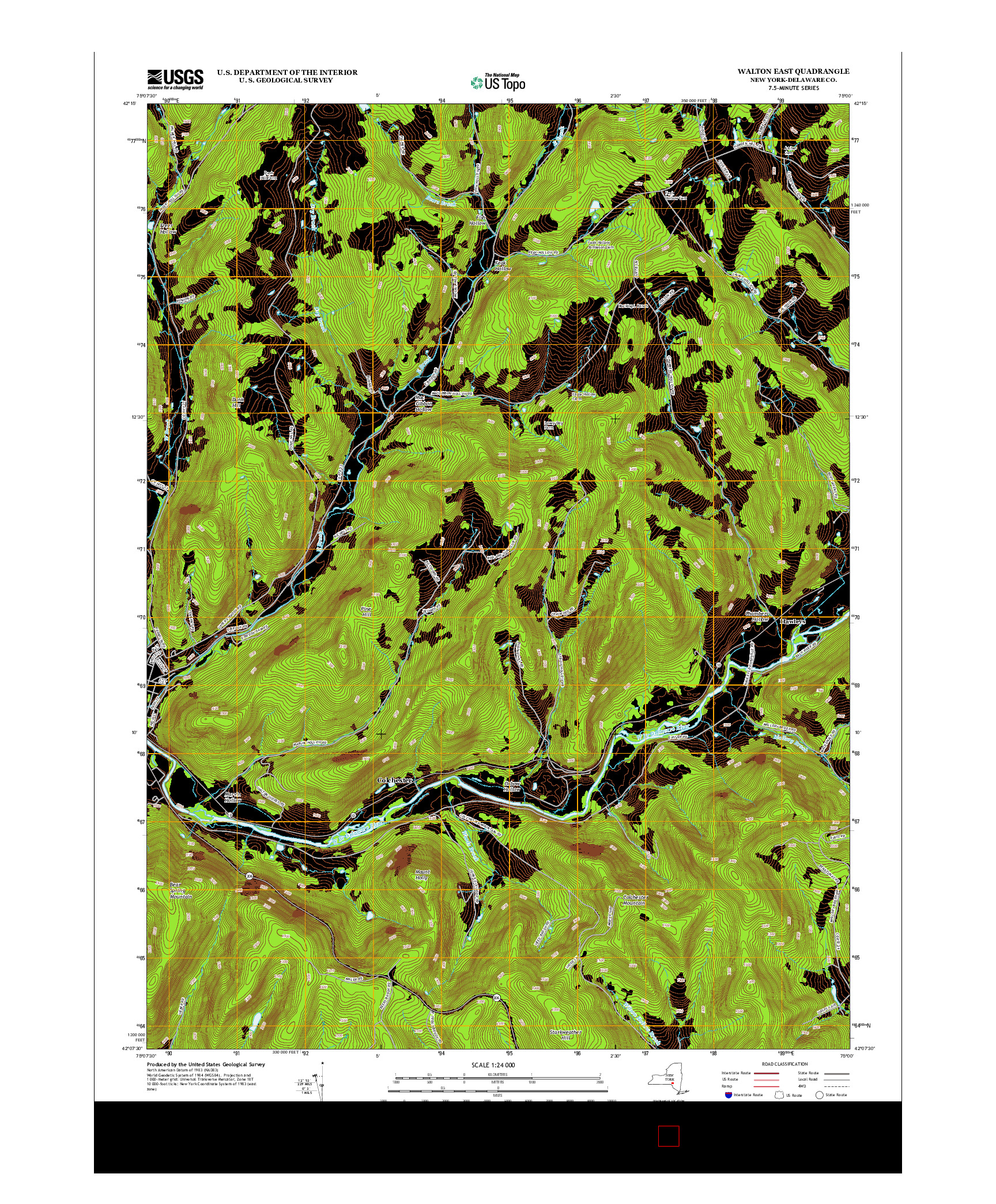 USGS US TOPO 7.5-MINUTE MAP FOR WALTON EAST, NY 2013