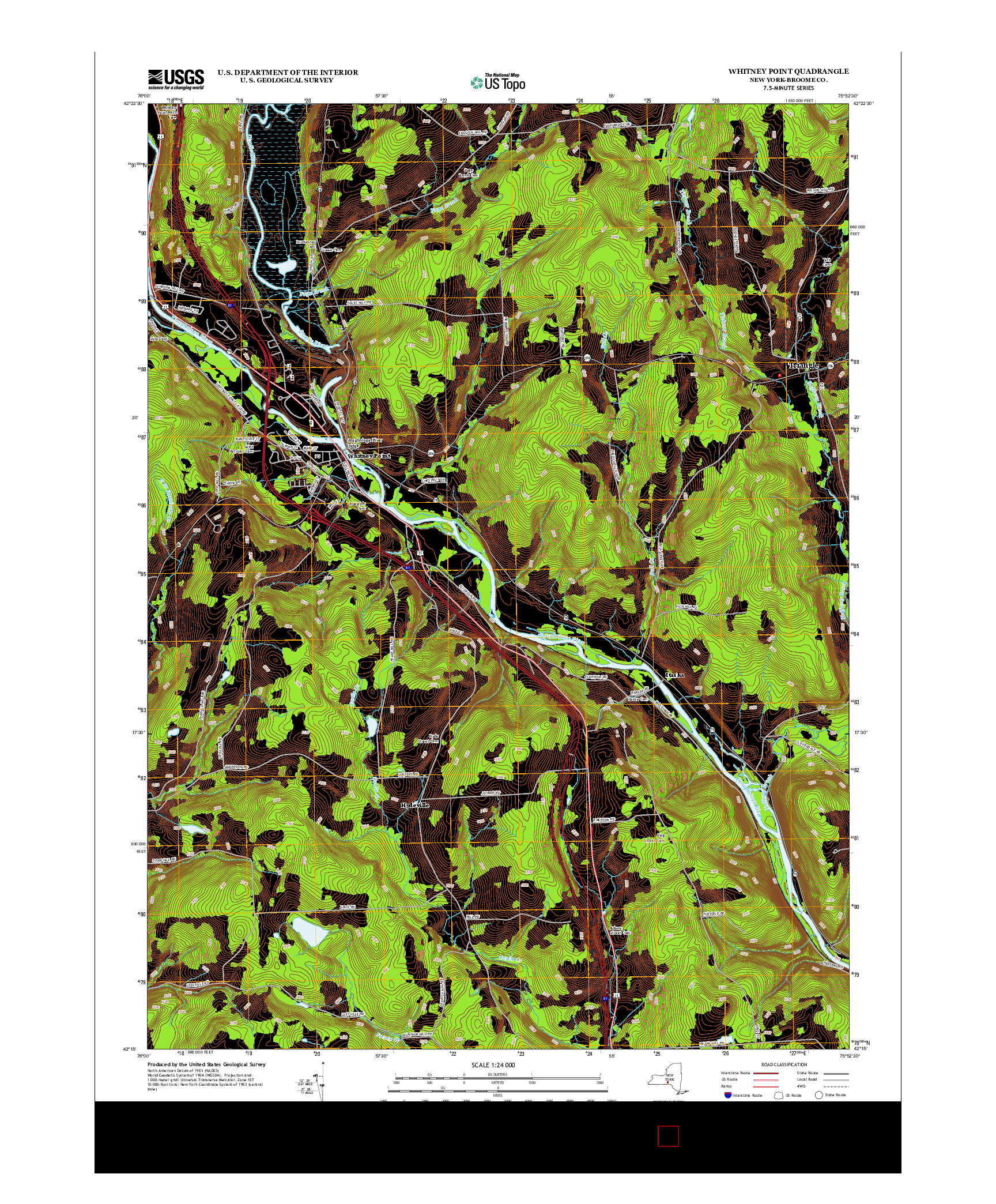 USGS US TOPO 7.5-MINUTE MAP FOR WHITNEY POINT, NY 2013